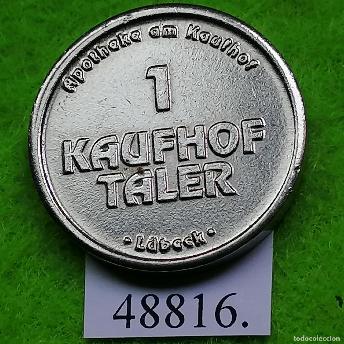 Monedas locales: Ficha Alemania, L&uuml;beck, Apotheke am Kaufhof, apotheke, farmacia , Token, jet&oacute;n