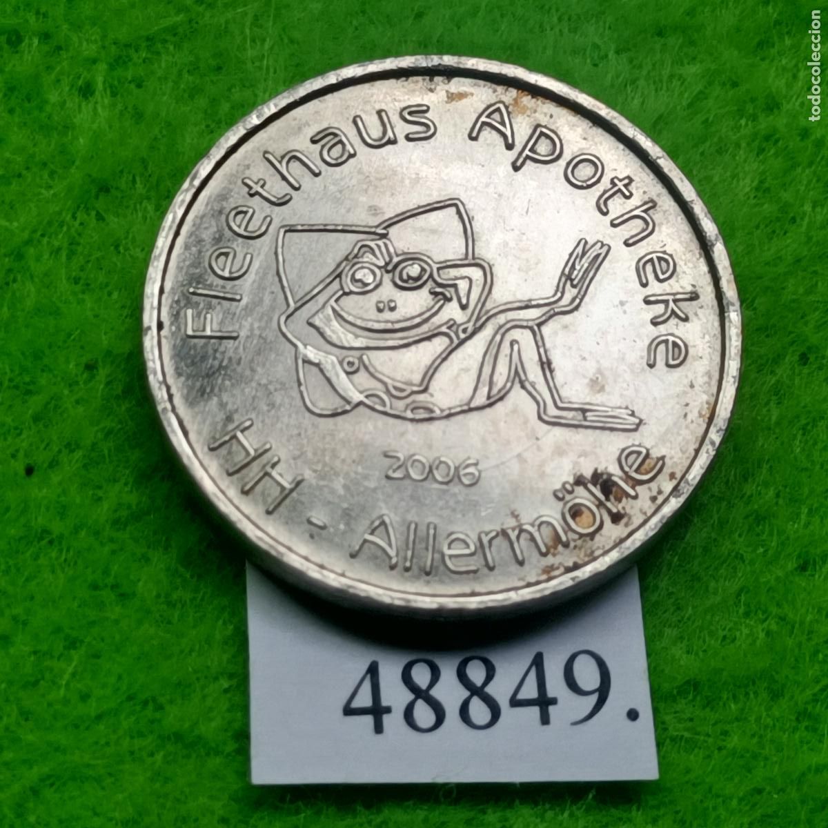 Monedas locales: Ficha Alemania, Hamburg-Allerm&ouml;he, Fleethaus Apotheke, farmacia, token, jeton