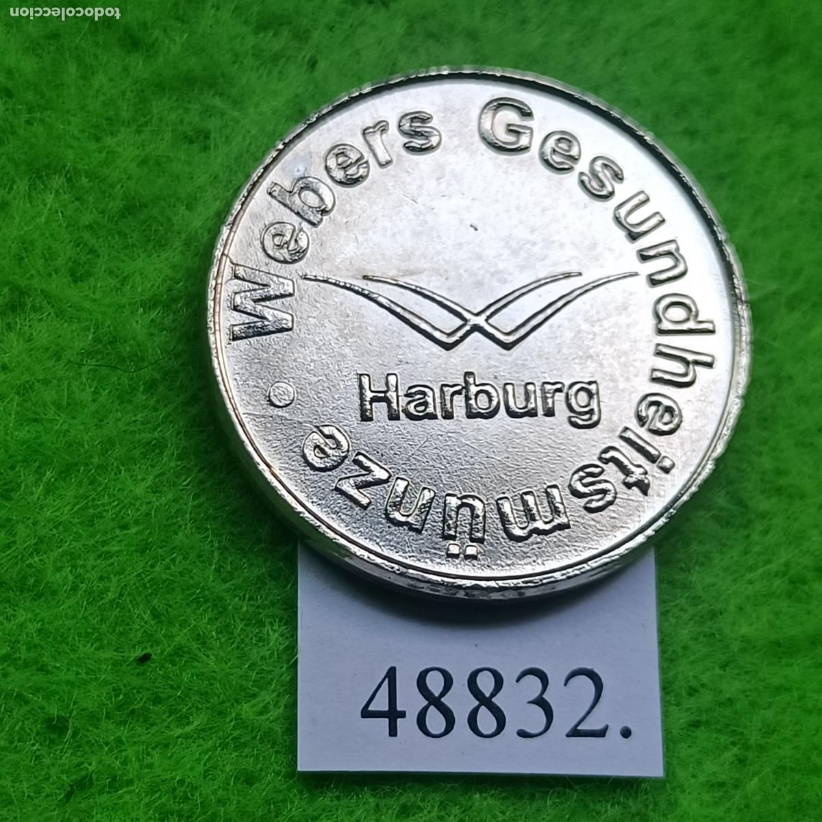 Monedas locales: Ficha Alemania, Hamburgo, Weber en Harburg, apotheke, farmacia, token, jet&oacute;n