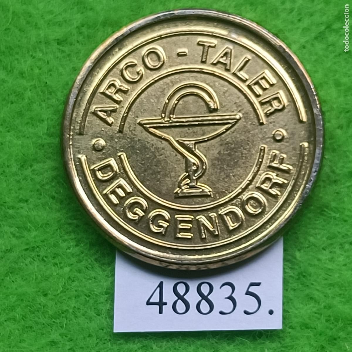 Monedas locales: Ficha Alemania, Deggendorf, Apotheke im Arcohaus, apotheke, farmacia, token, jet&oacute;n