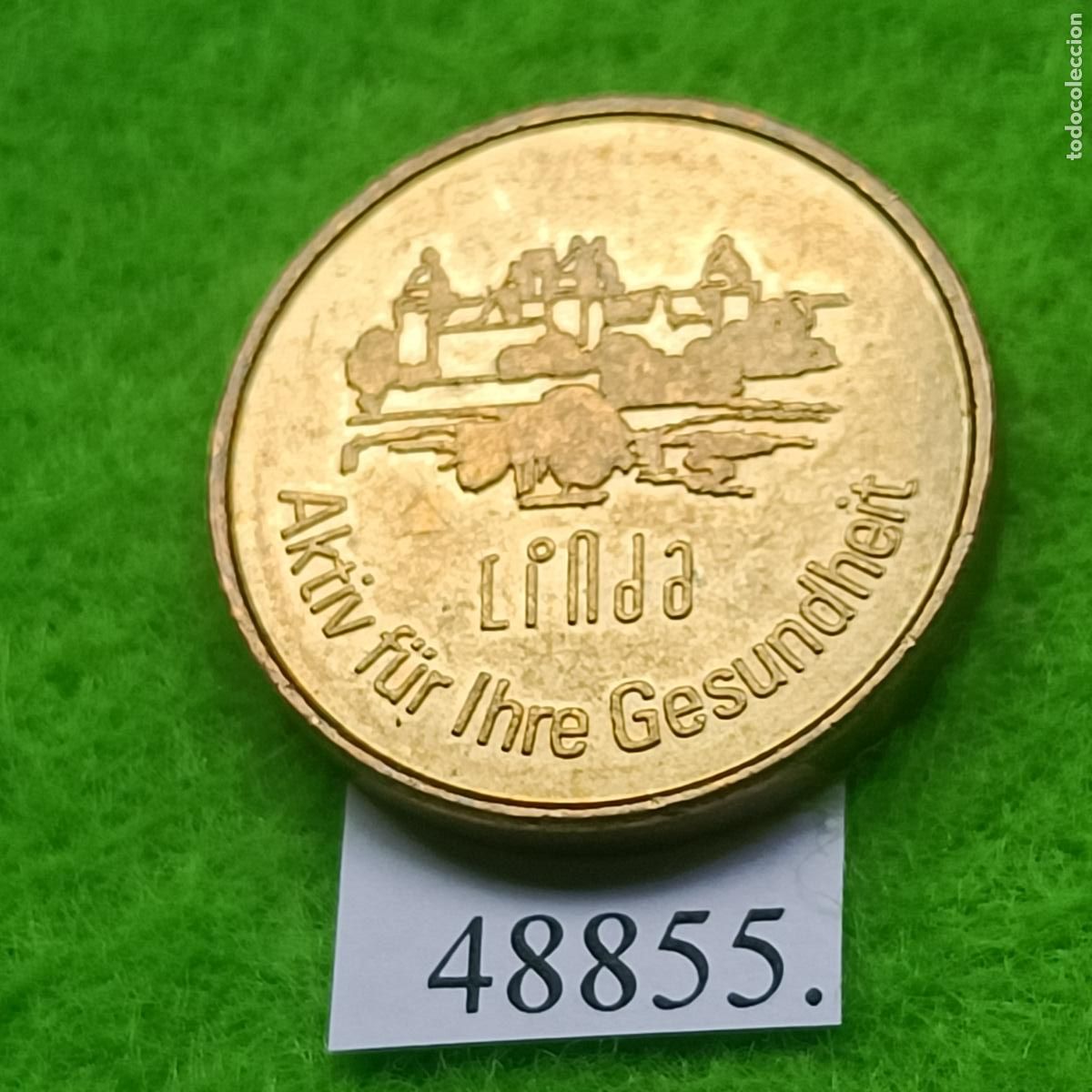 Monedas locales: Ficha Alemania, Ascheberg, M&uuml;nsterland, Linda Apotheke, farmacia, token, jet&oacute;n