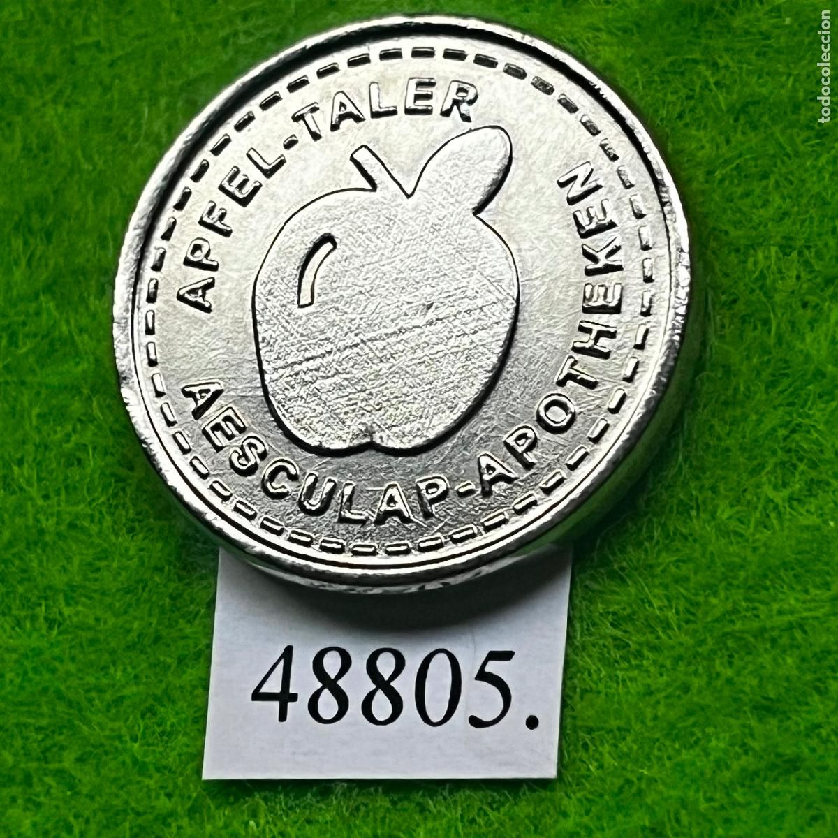 Monedas locales: Ficha Alemania Regensburg y Regenstauf, Apfel, Aesculap-apotheken, Farmacia, token, jeton