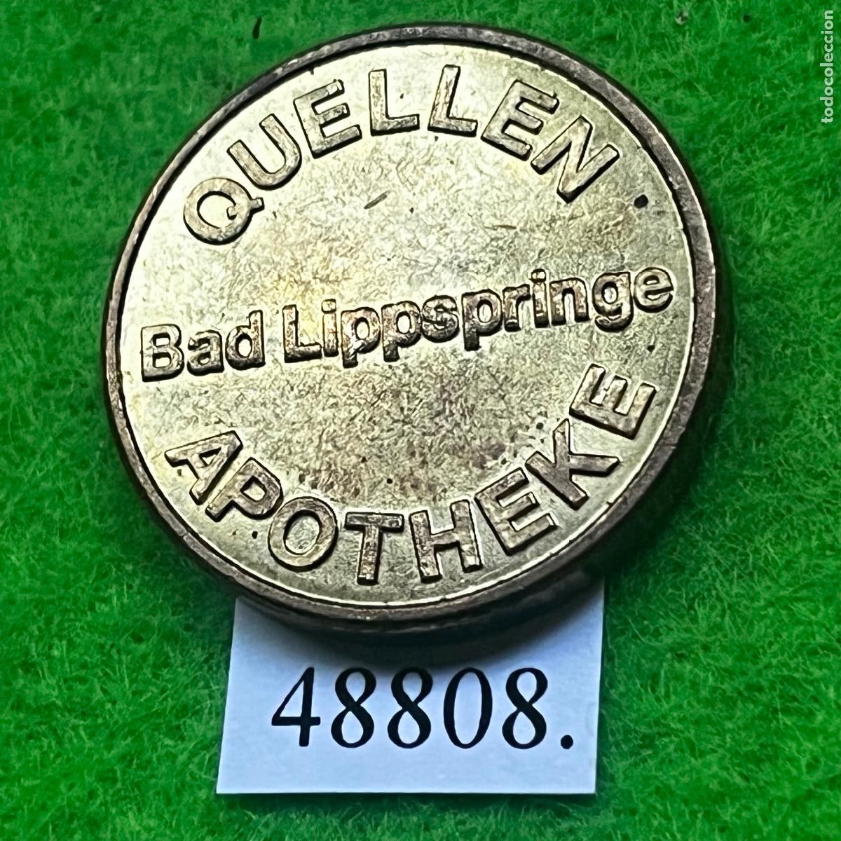 Moedas locais: Ficha Alemania Bad Lippspringe, Quellen Apotheke, Farmacia, token, jeton