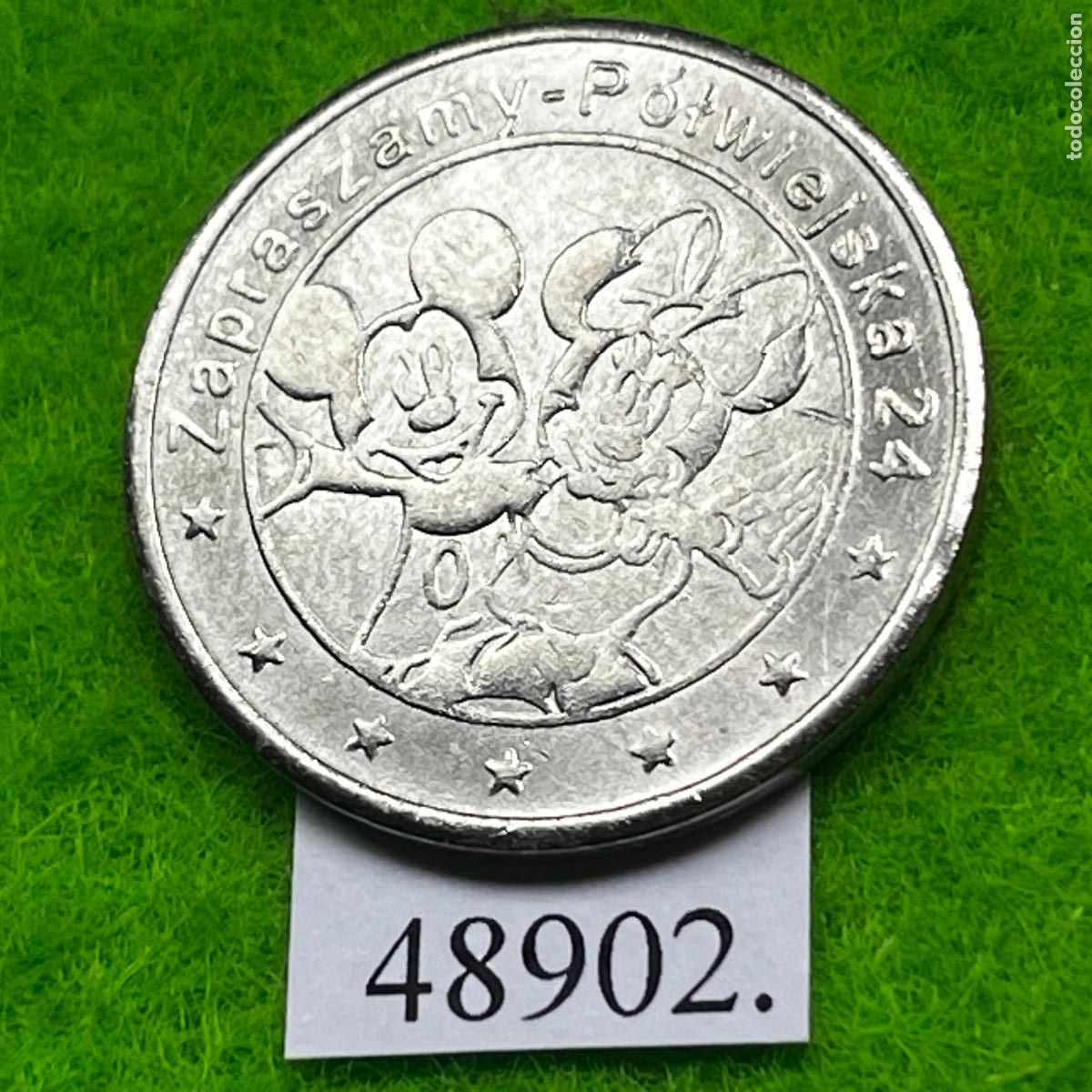 Monedas locales: Ficha Polonia, Poznań, Disney, Mickey y Minnie Mouse, GAME WORLD, token, jet&oacute;n