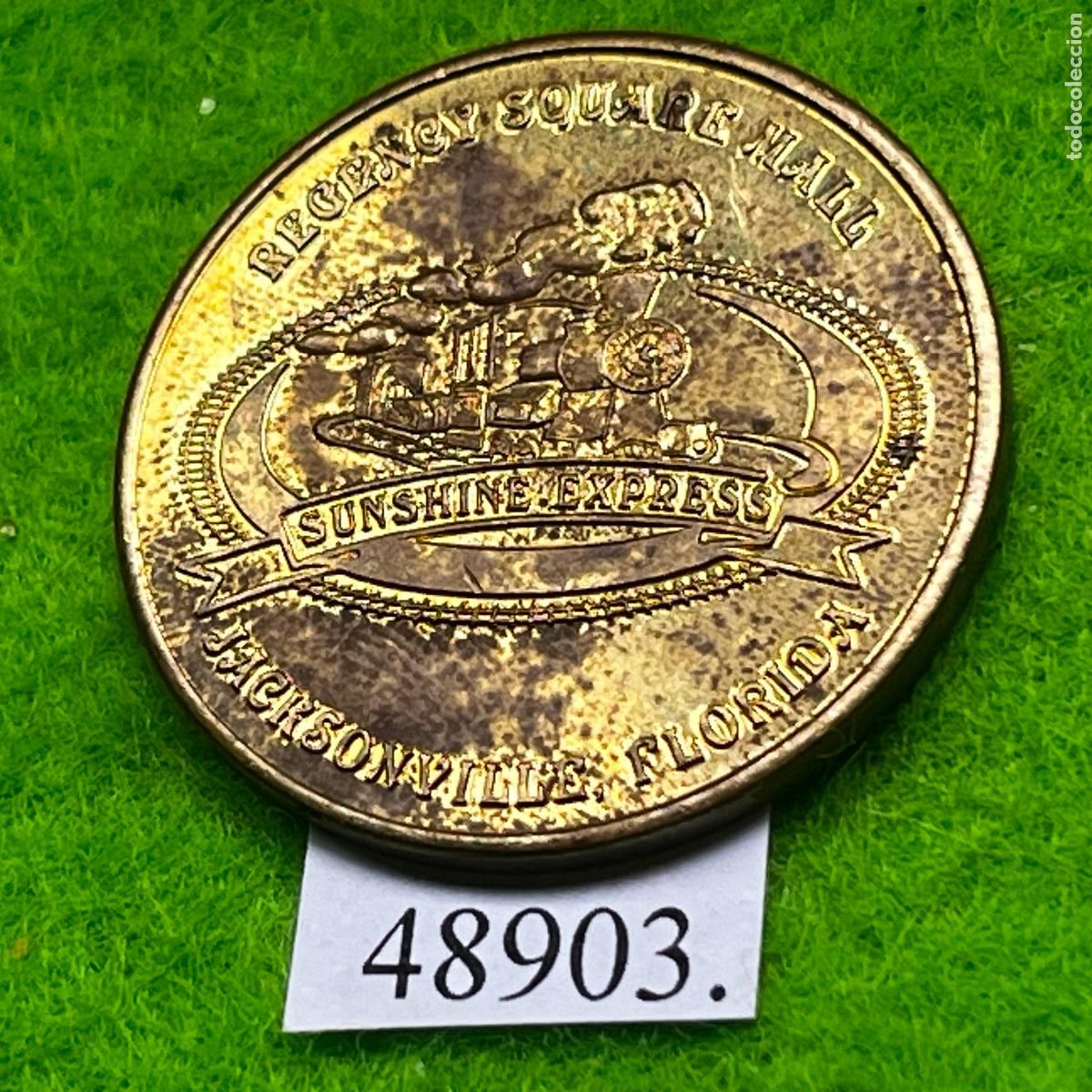 Monedas locales: Ficha Estados Unidos America, Jacksonville, tren Sunshine Express, Regency Square Mall, token, jet&oacute;n