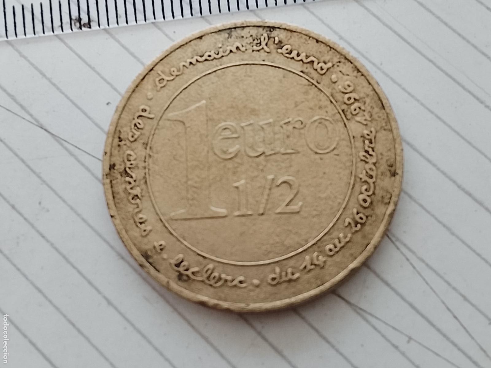 Monedas locales: Francia Medalla Tur&iacute;stica Demain L'euro 1 euro 1/2 1996
