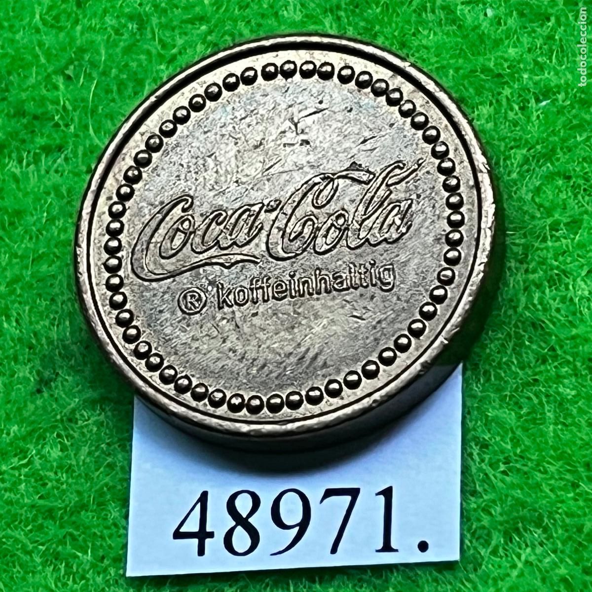 Monedas locales: ficha Alemania Coca Cola sin cafe&iacute;na, Koffeinhaltig, token, jet&oacute;n