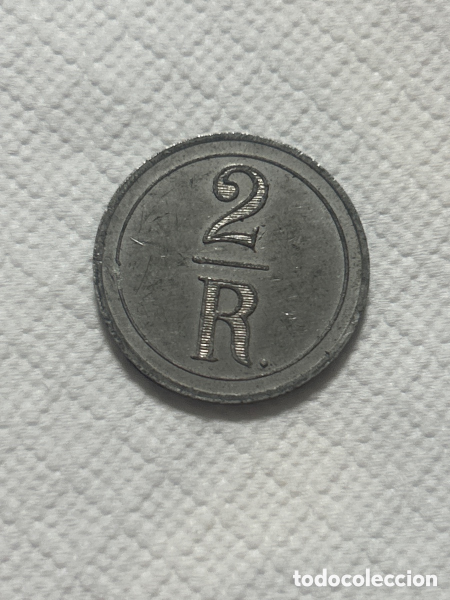 Monedas locales: Rara ficha de restaurante Ribalta 2 reales aluminio 3.66g