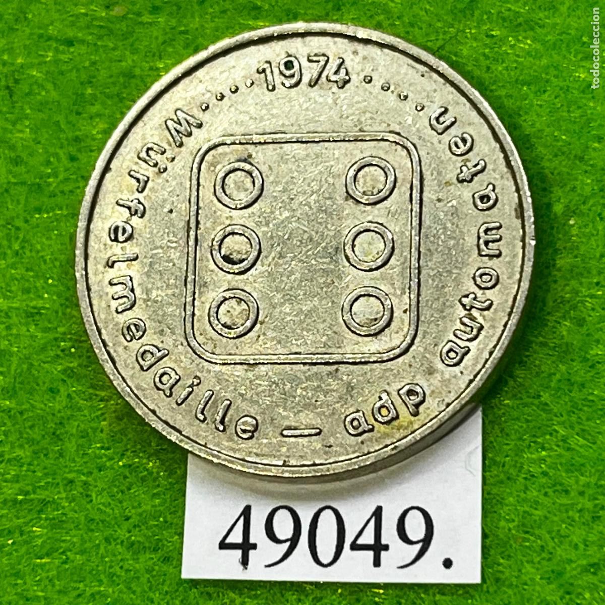 Monedas locales: Ficha Alemania, adp automaten 1974, W&uuml;rfelmedaille, juegos recreativos. token, jeton
