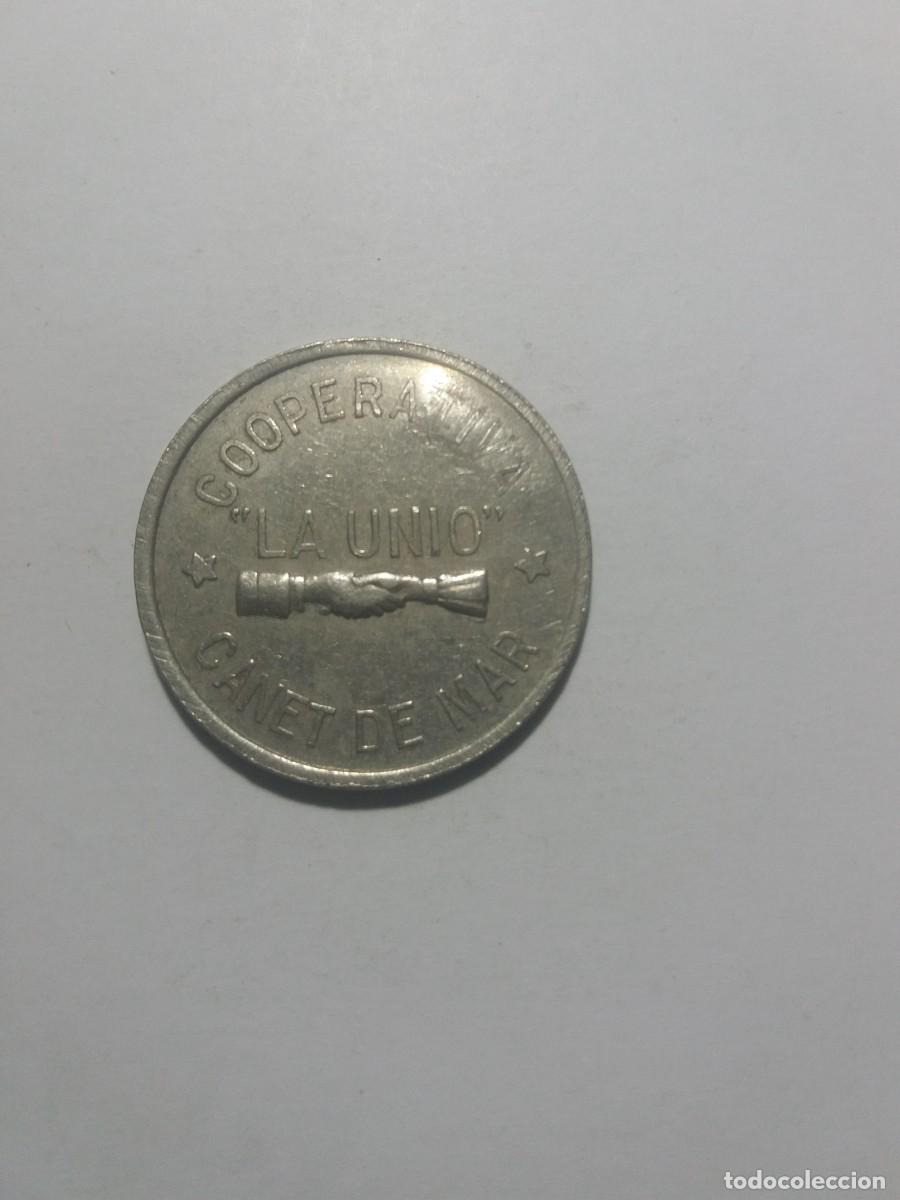 Monedas locales: Ficha 5 Pessetes Cooperativa LA UNIO Canet de Mar