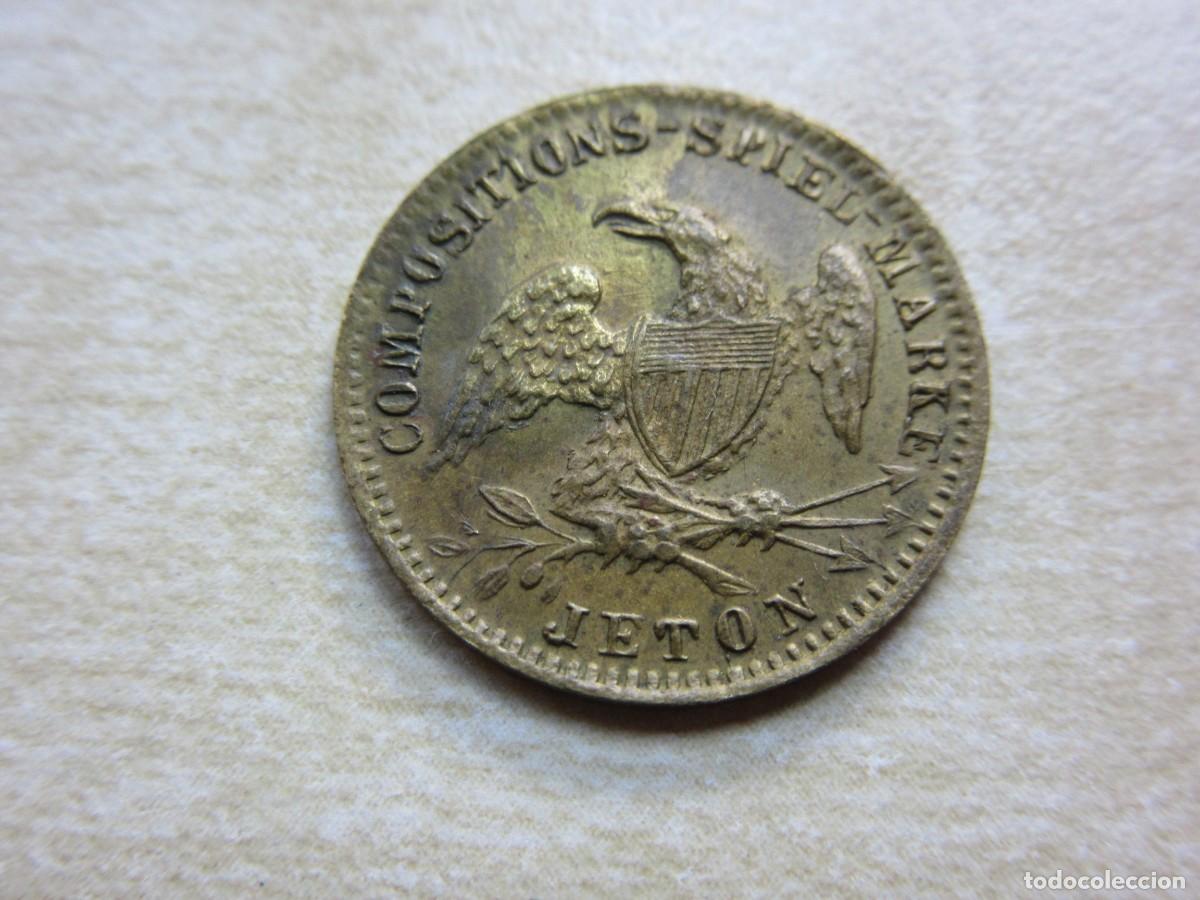Moedas locais: Ficha de juego (Spiel Marke )con &Aacute;guila tipo Jet&oacute;n De Finales S XIX Di&aacute;metro 1,6 cm