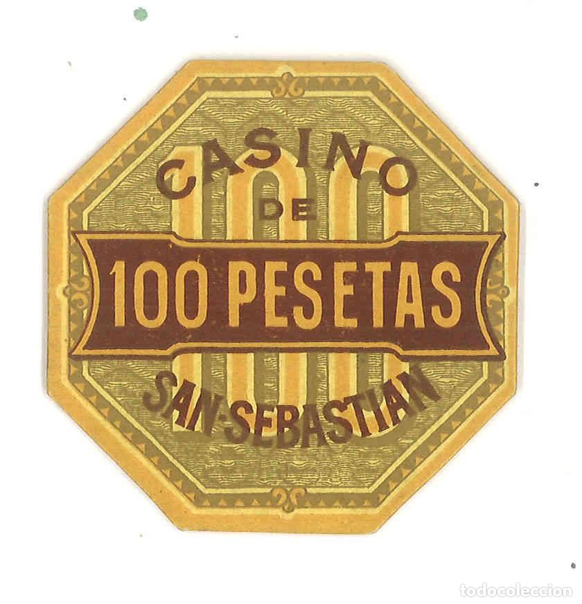 Monedas locales: Ficha de 100 pesetas de Casino de San Sebasti&aacute;n
