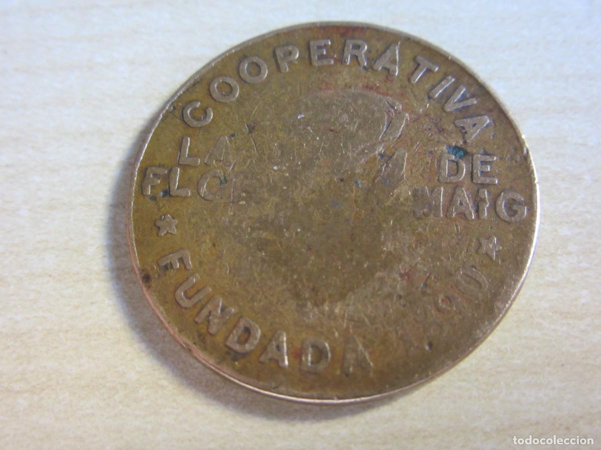 Monedas locales: Ficha monetaria de 10 c&eacute;ntimos de Cooperativa la Flor de Maig Fundada en 1890