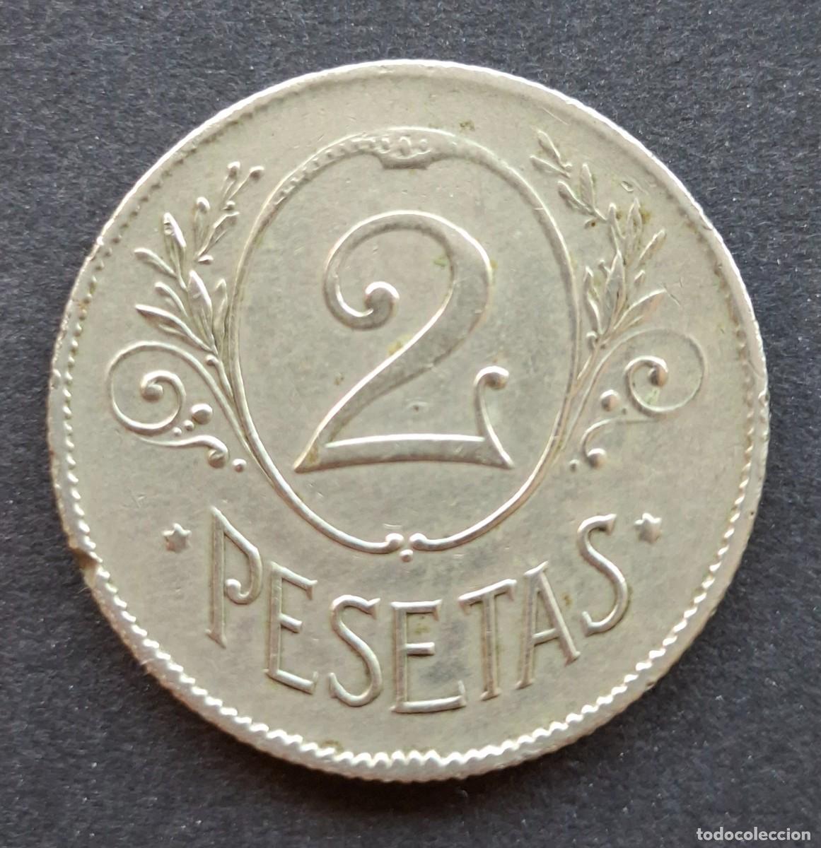 Monedas locales: Antigua ficha de casino de 2 pesetas.