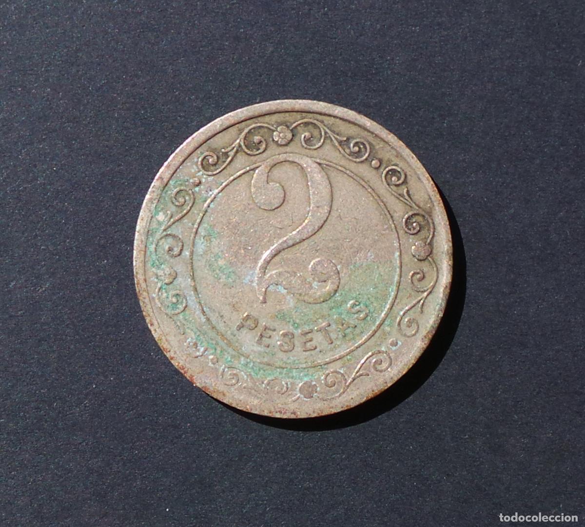 Monedas locales: FICHA COOPERATIVA CAFE RESTAURANTE TIVOLI. BARCELONA. 2 PESETAS. (NIKEL).