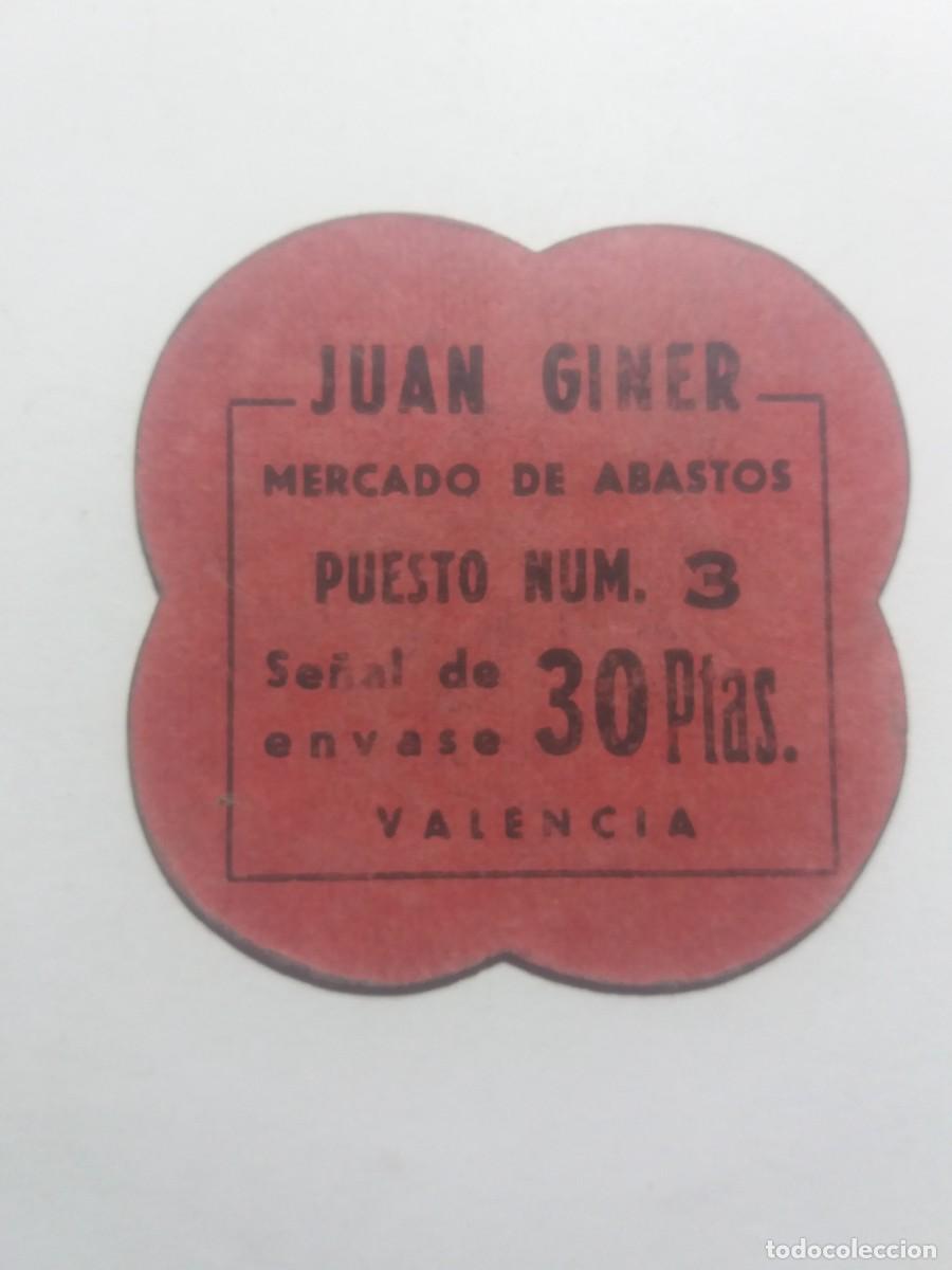 Monedas locales: Ficha Cooperativa 30 Ptas. JUAN GINER Mercado Abastos VALENCIA