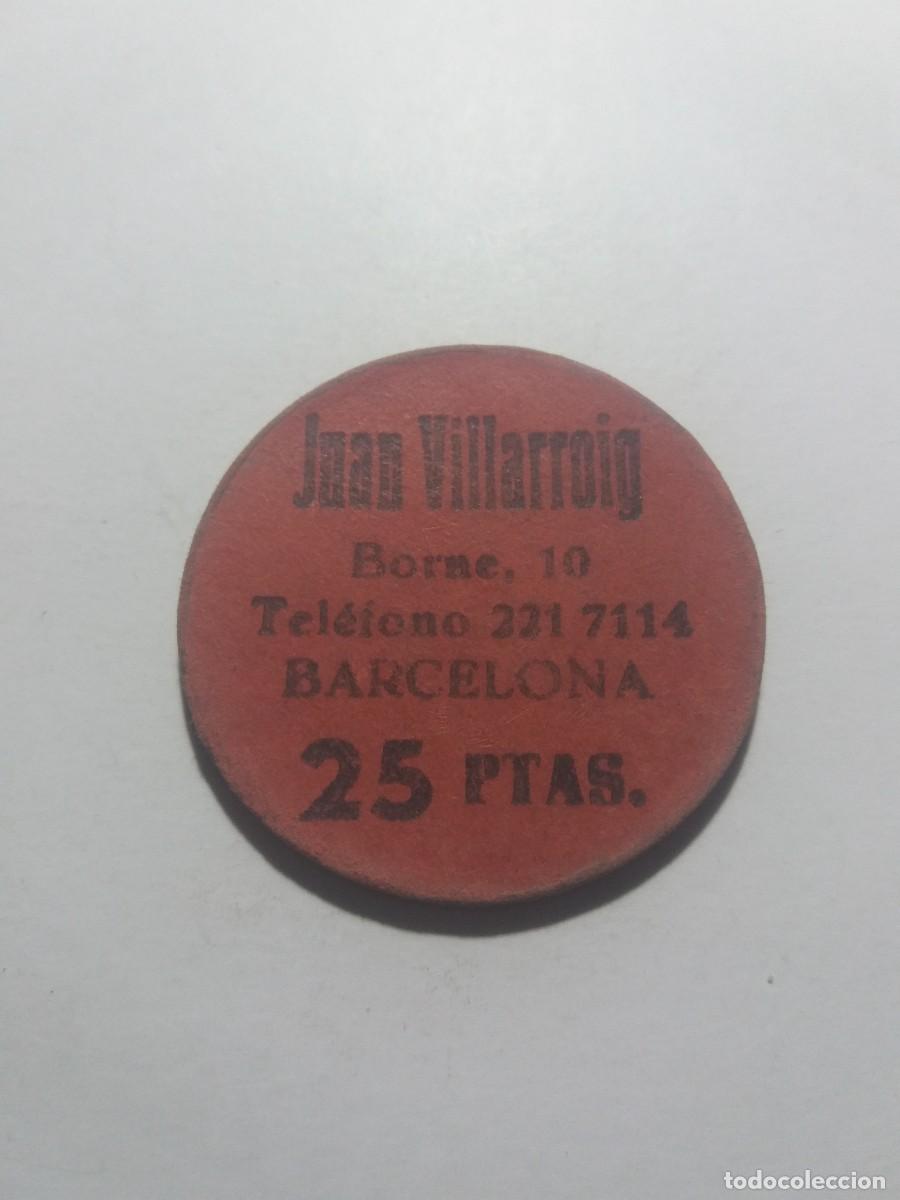 Monedas locales: Ficha Cooperetiva 25 Ptas. Juan Lollarroig Borne,10 Barcelona