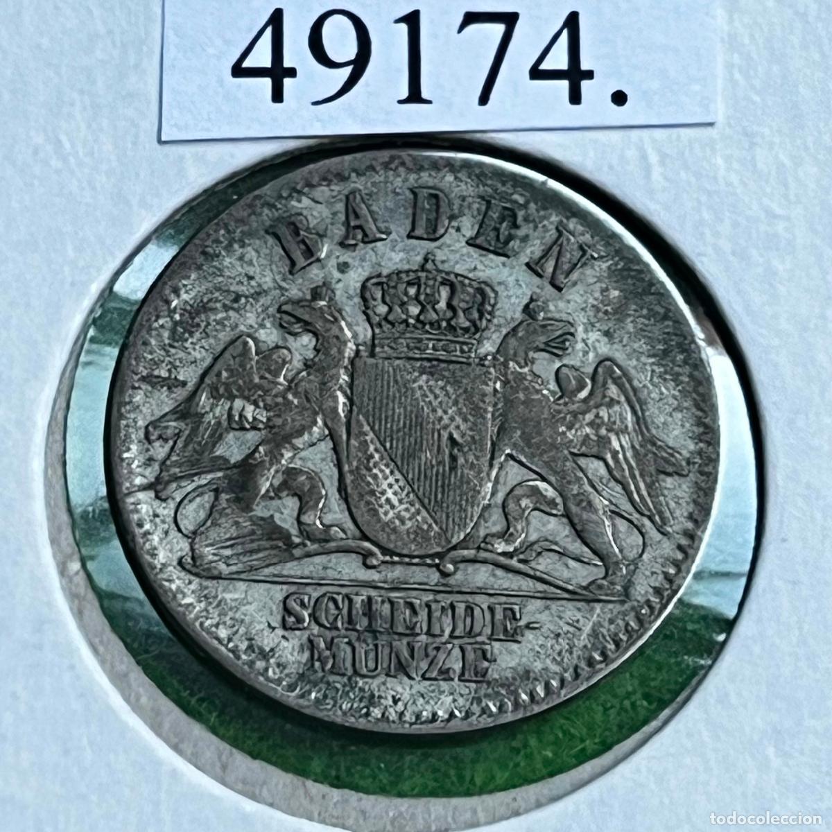 Monedas locales: Gran Ducado de Baden, Alemania Estados, 3 kreuzer 1867 , plata , vellon