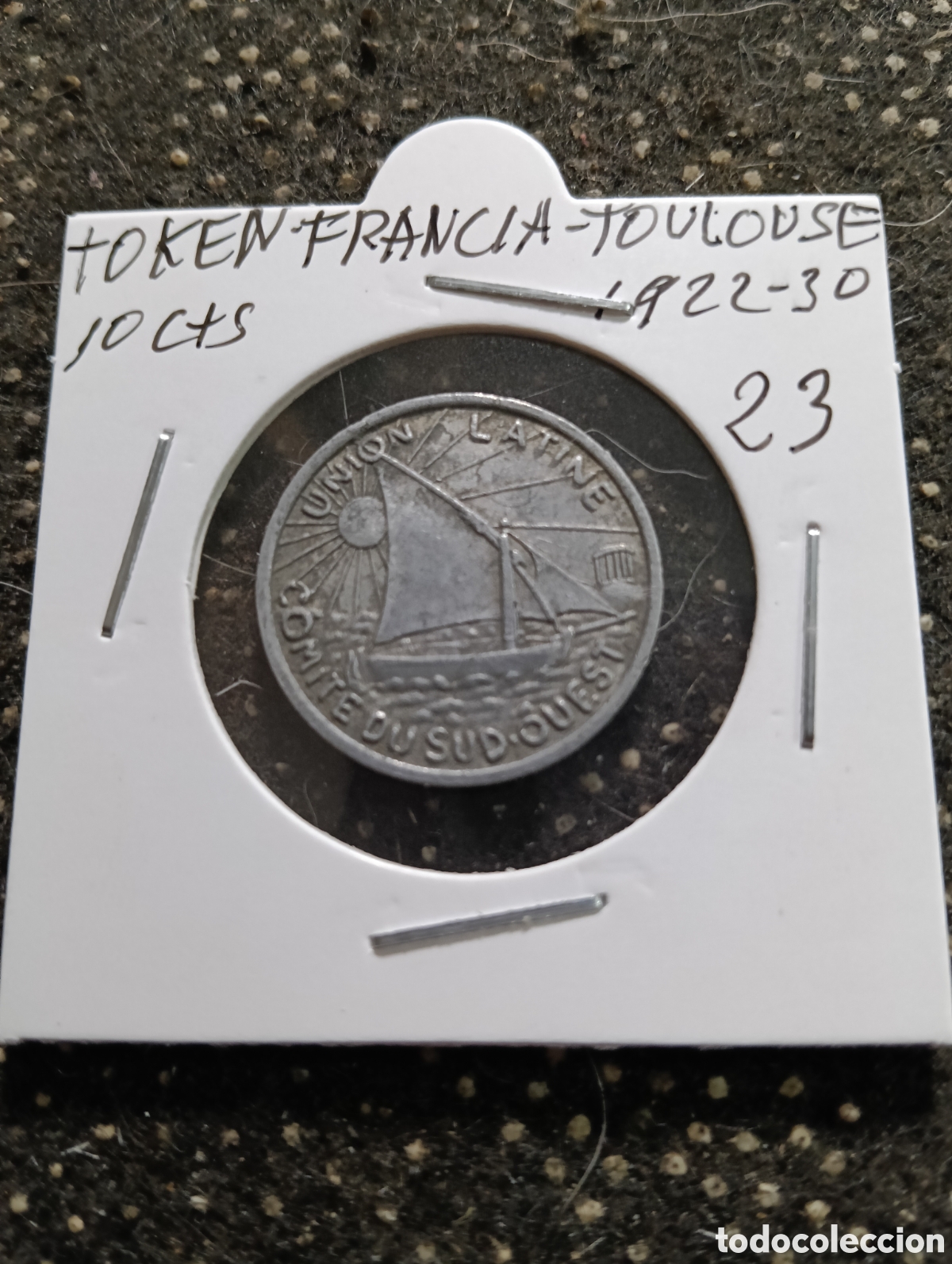 Monedas locales: Token o Jeton Francia Toulouse 10 cts 1922-30 Taxiphone aparatos autom&aacute;ticos