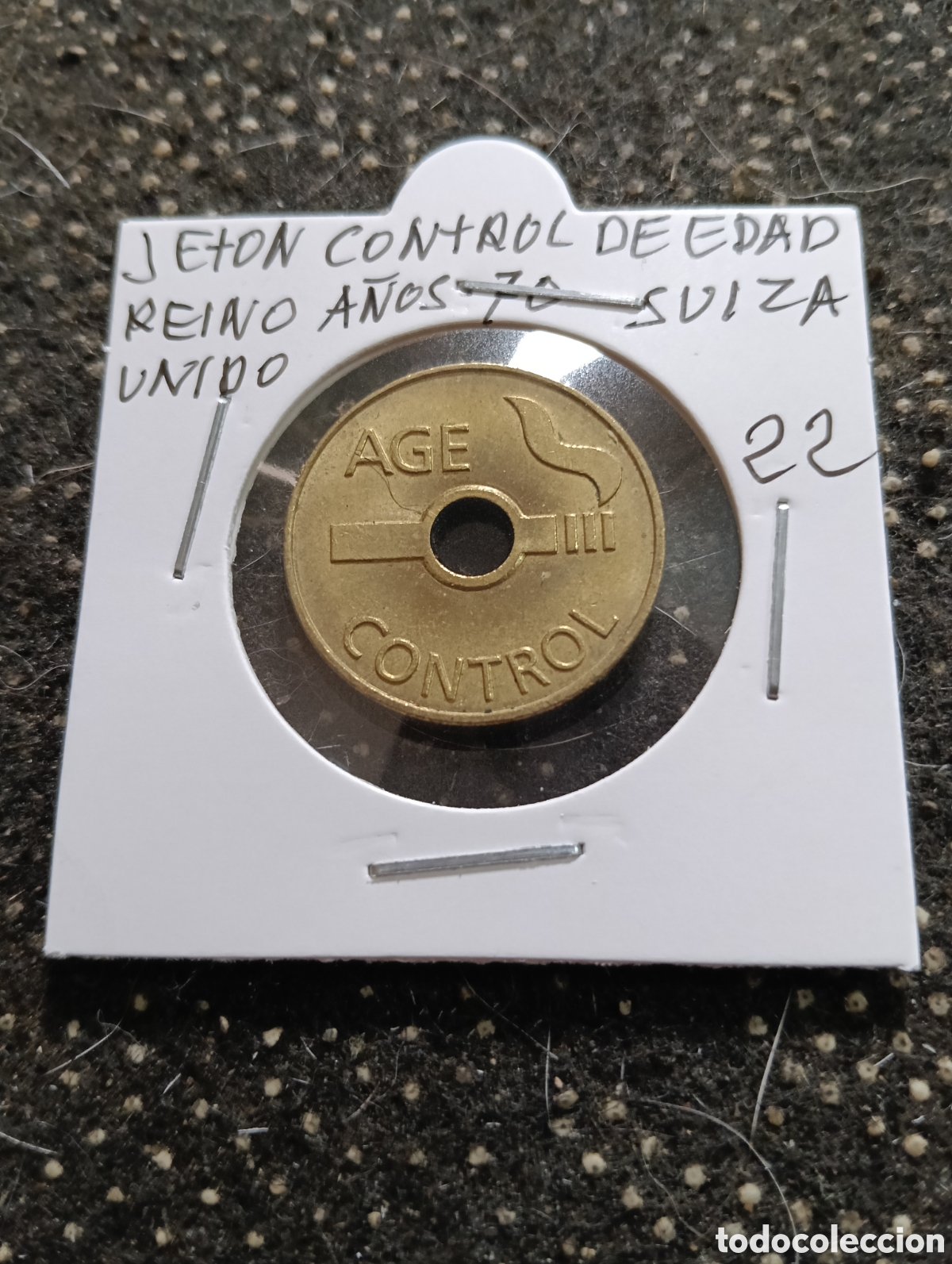 Monedas locales: Token o Jeton control de edad Francia Suiza y Reino Unido