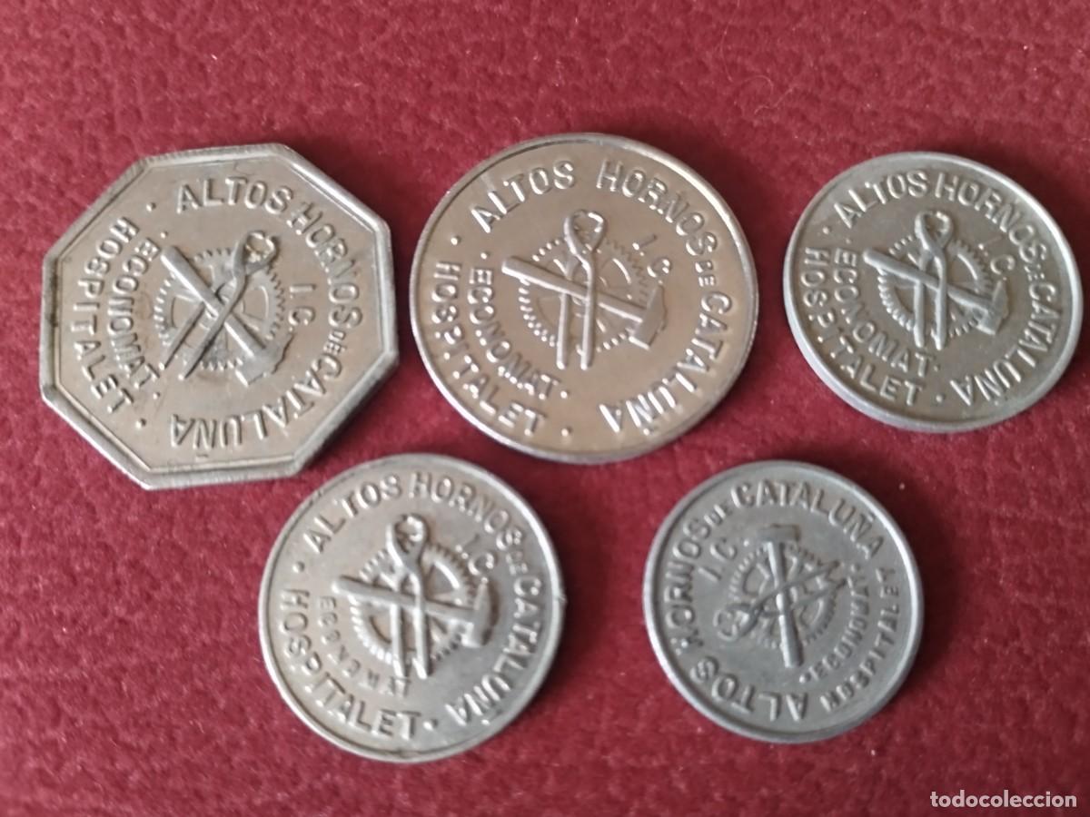 Monedas locales: Fichas altos hornos de Catalunya hospitales de Llobregat serie completa