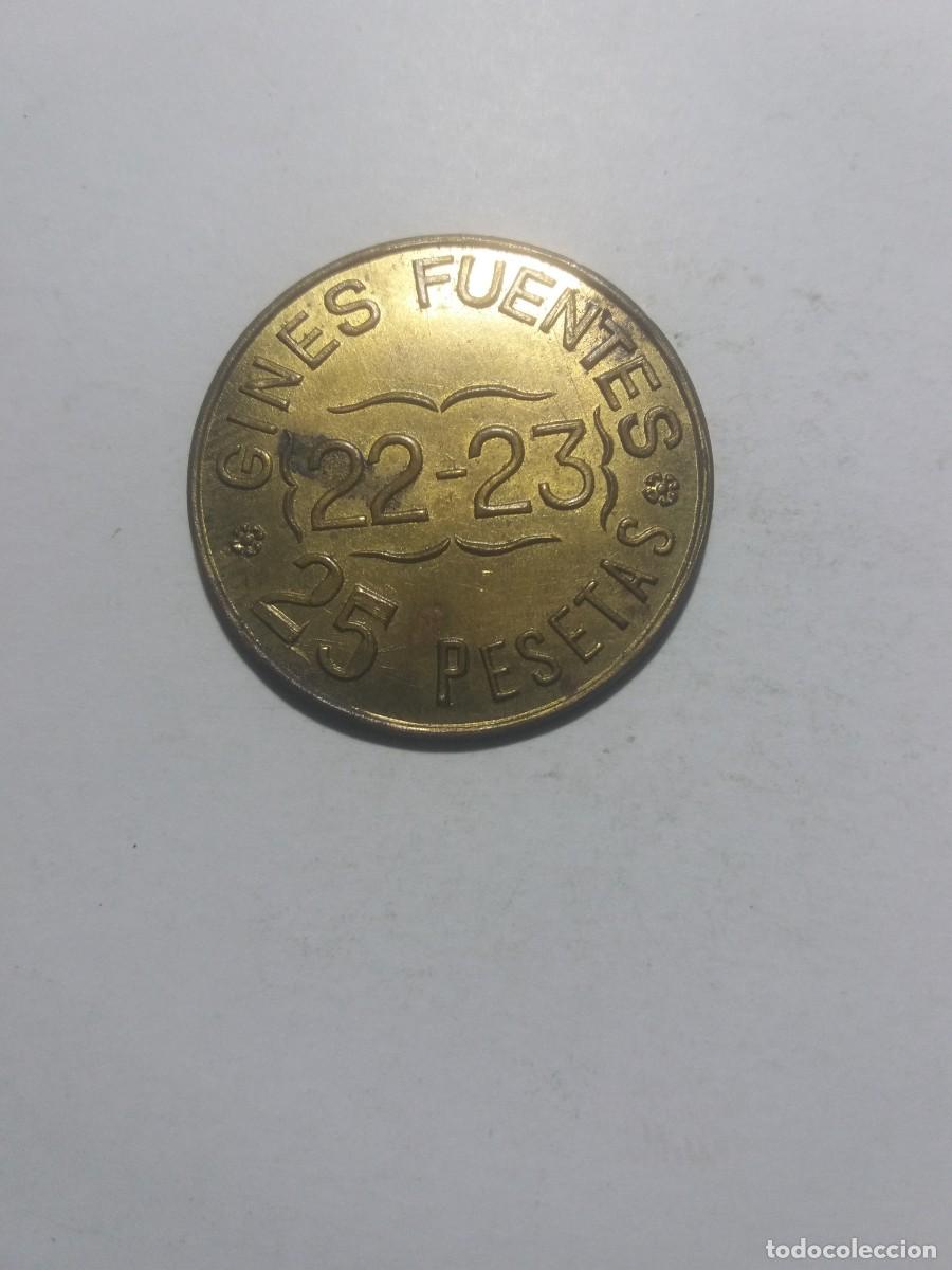 Monedas locales: Ficha Cooperativa 25 Pessetas GINES FUENTES 22-23