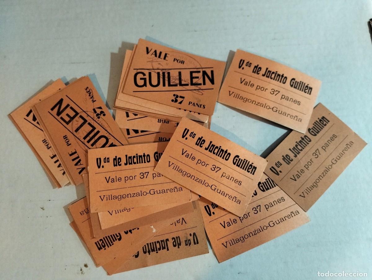 Monedas locales: lote 25 vales pan vale pan villagonzalo y guare&ntilde;a jacinto guillen valor 37 panes