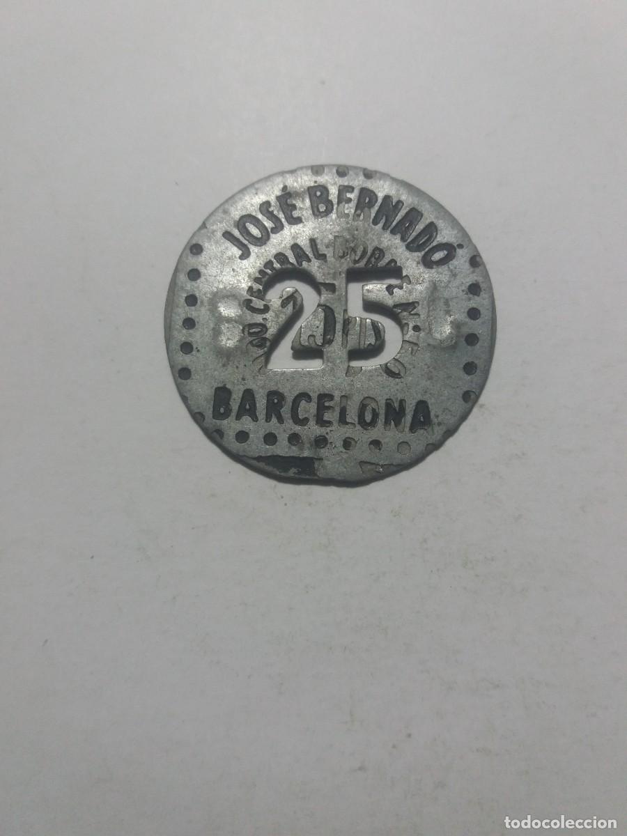 Monedas locales: Ficha Cooperativa 25 troquelado JOS&Eacute; BERNAD&Oacute; Barcelona