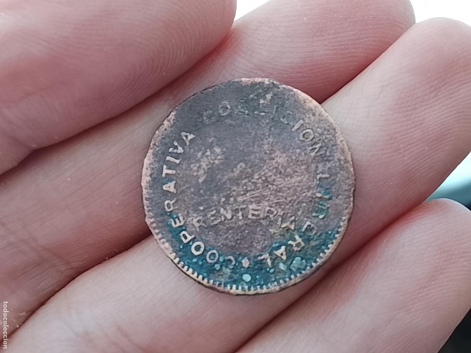 Monedas locales: Renter&iacute;a, Guip&uacute;zcoa, Pa&iacute;s Vasco. In&eacute;dita ficha de 5 c&eacute;ntimos. Cooperativa Coalici&oacute;n liberal
