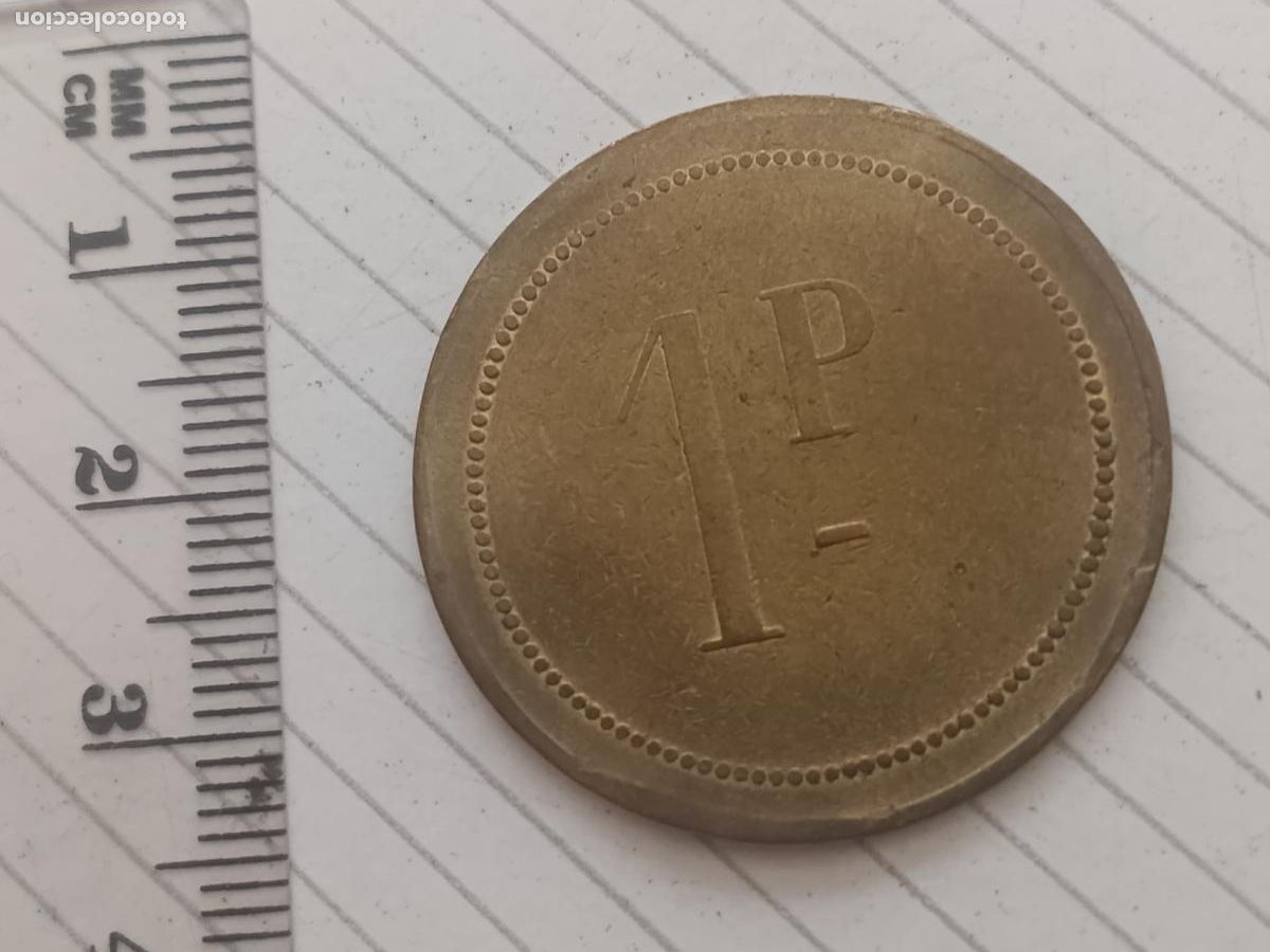 Monedas locales: Ficha de 1 peseta, lat&oacute;n
