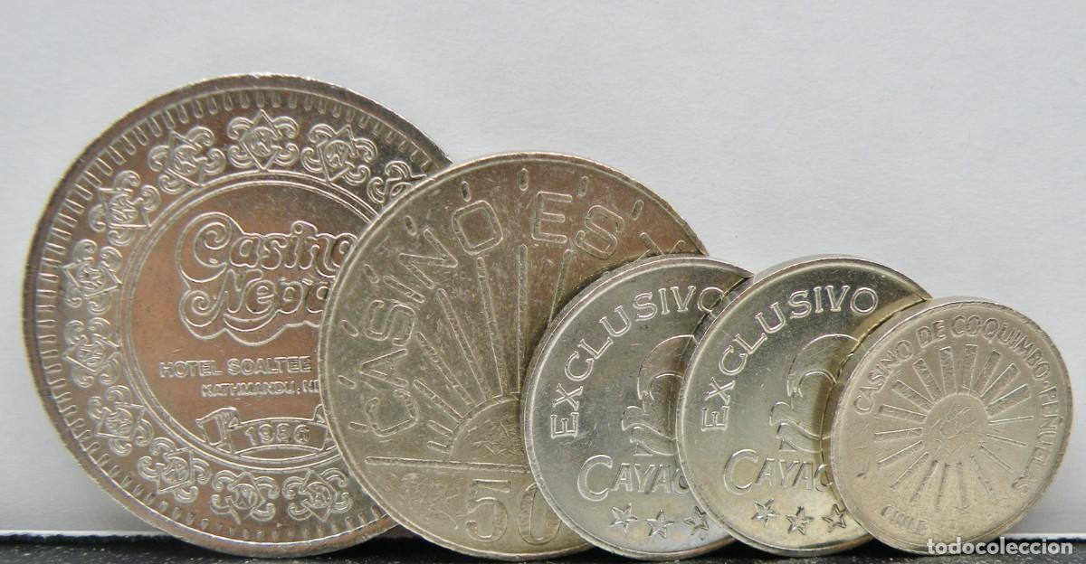 Monnaies locales: 5 FICHAS METALICAS ANTIGUAS DE CASINOS EXTRANJEROS (TOKEN, JETON)