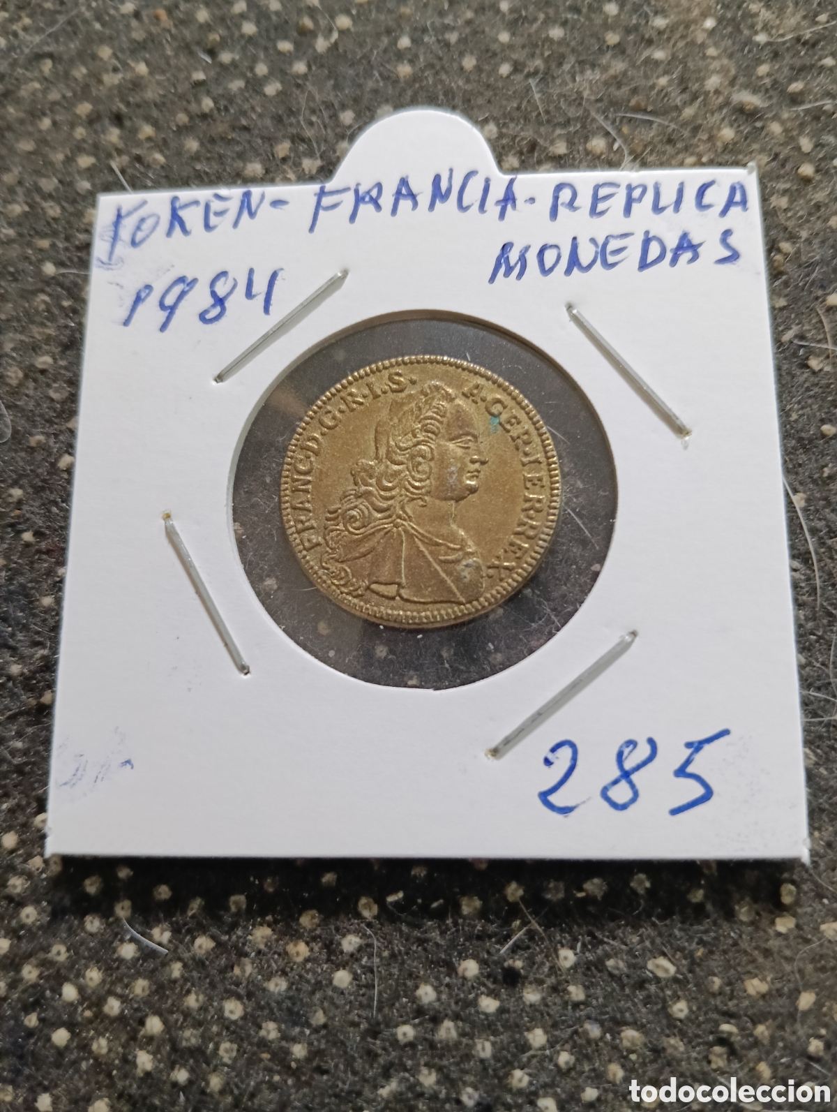 Monedas locales: Token o Jeton Francia r&eacute;plica de monedas sucia, falta limpiar