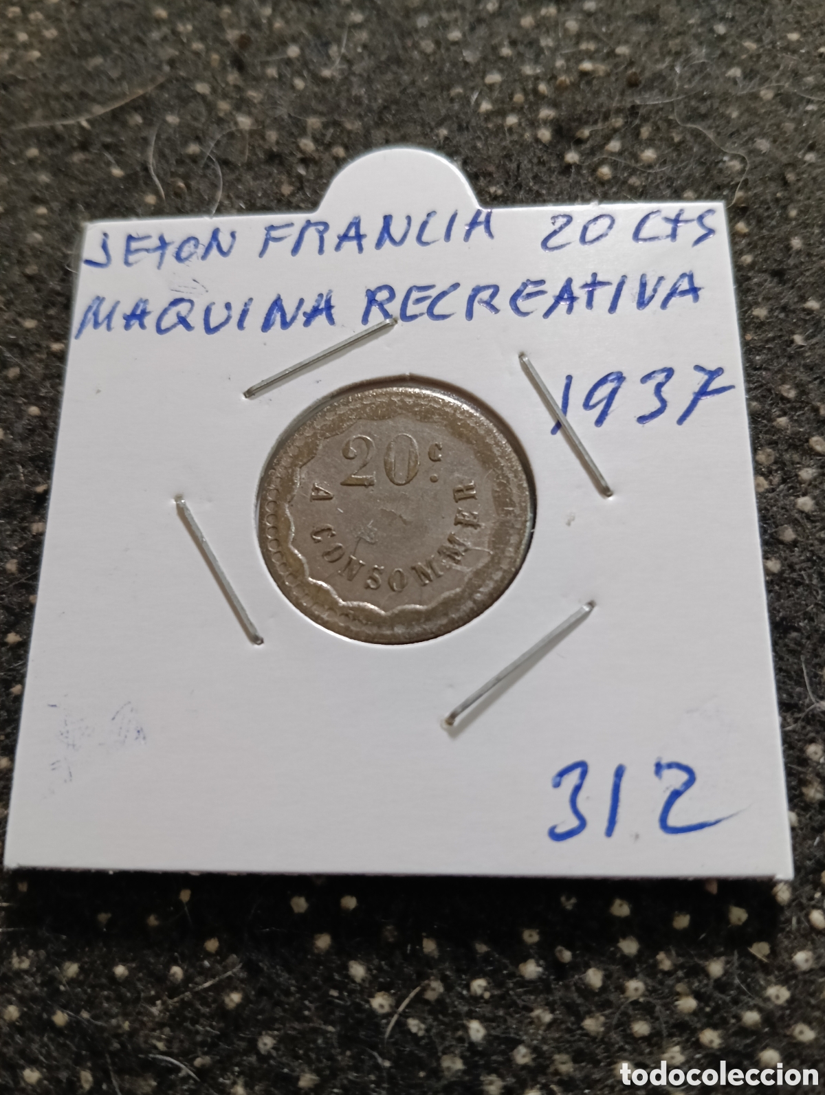Monedas locales: Token o Jeton Francia 20 Cts maquina recreativa 1937