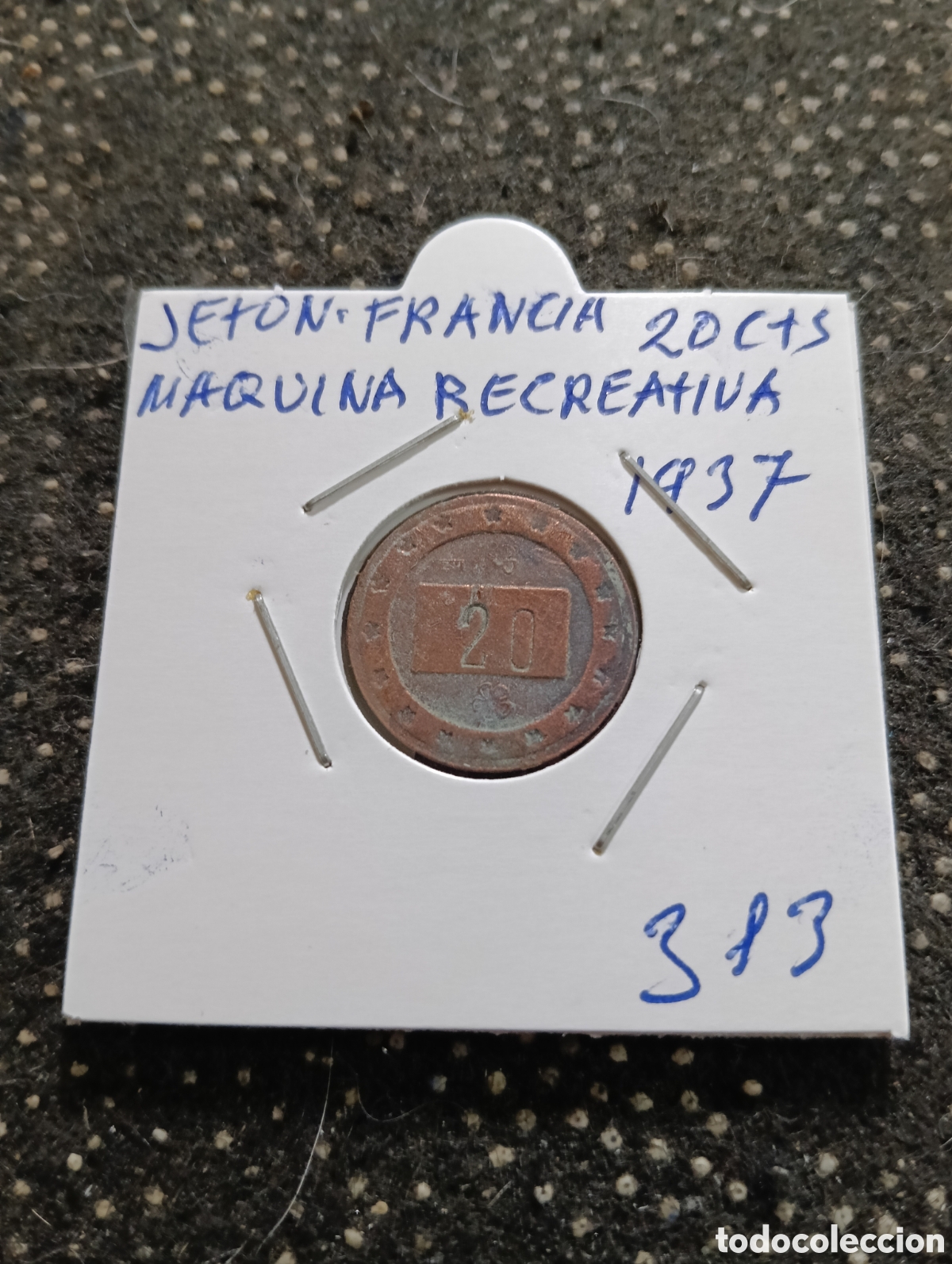Monedas locales: Token o Jeton Francia 20 Cts maquina recreativa 1937