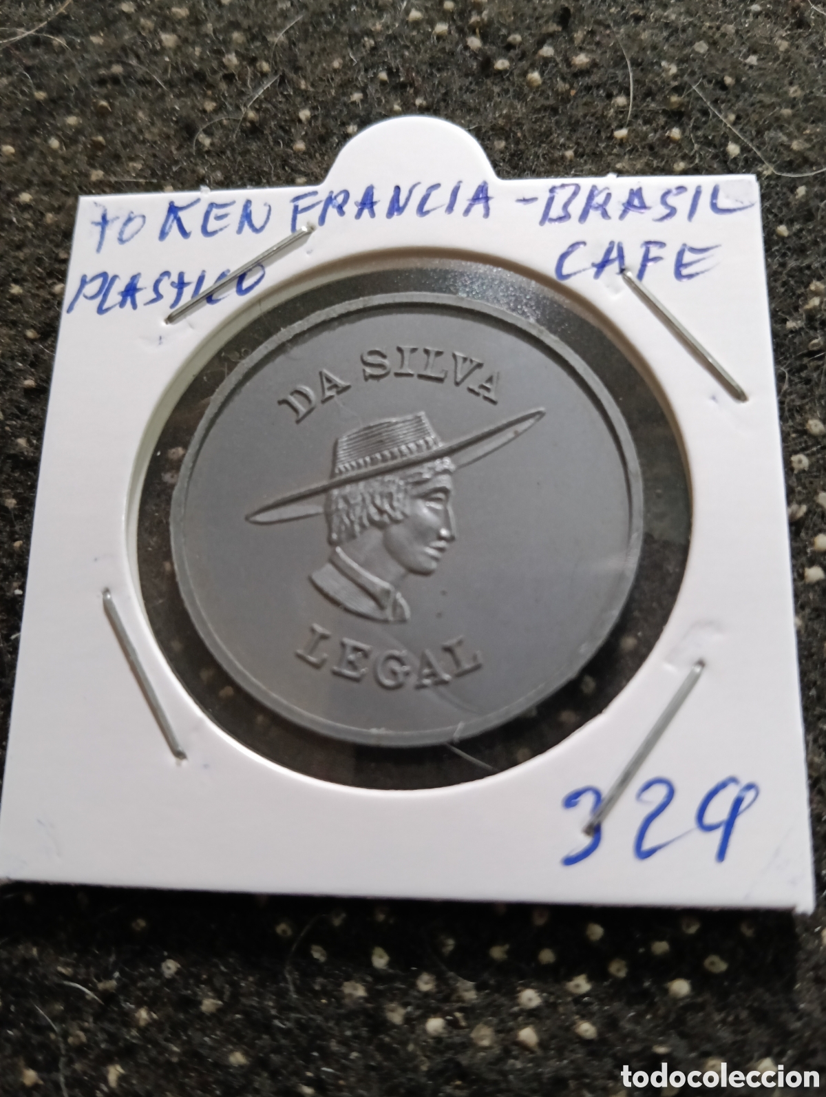 Monedas locales: Token o Jeton Francia Brasil Medallones Publicidad de cafe de pl&aacute;stico
