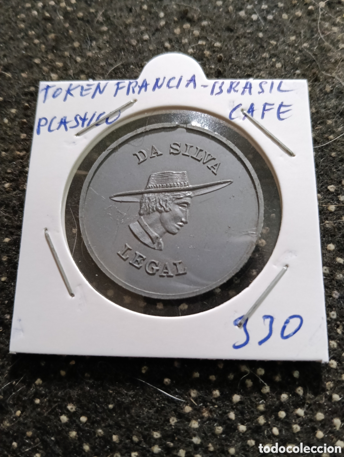 Monedas locales: Token o Jeton Francia Brasil Medallones Publicidad de cafe de pl&aacute;stico