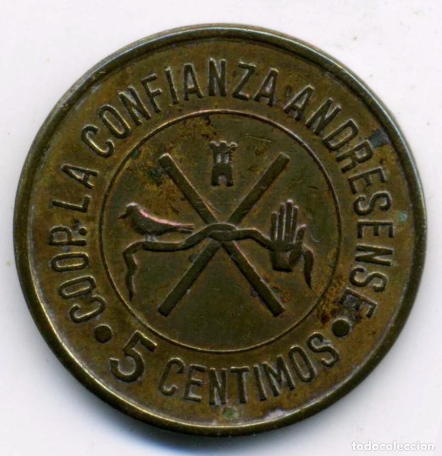 Monedas locales: XS- SANT ANDREU (Barcelona) 5 C&egrave;ntims Cooperativa La Confian&ccedil;a