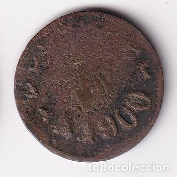 Monnaies locales: FICHA DE 25 CENTIMOS DEL A&Ntilde;O 1900 CON INICIALES JV