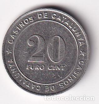 Moedas locais: FICHA DE CASINOS DE CATALUNYA DE 20 CENTIMOS DE EURO