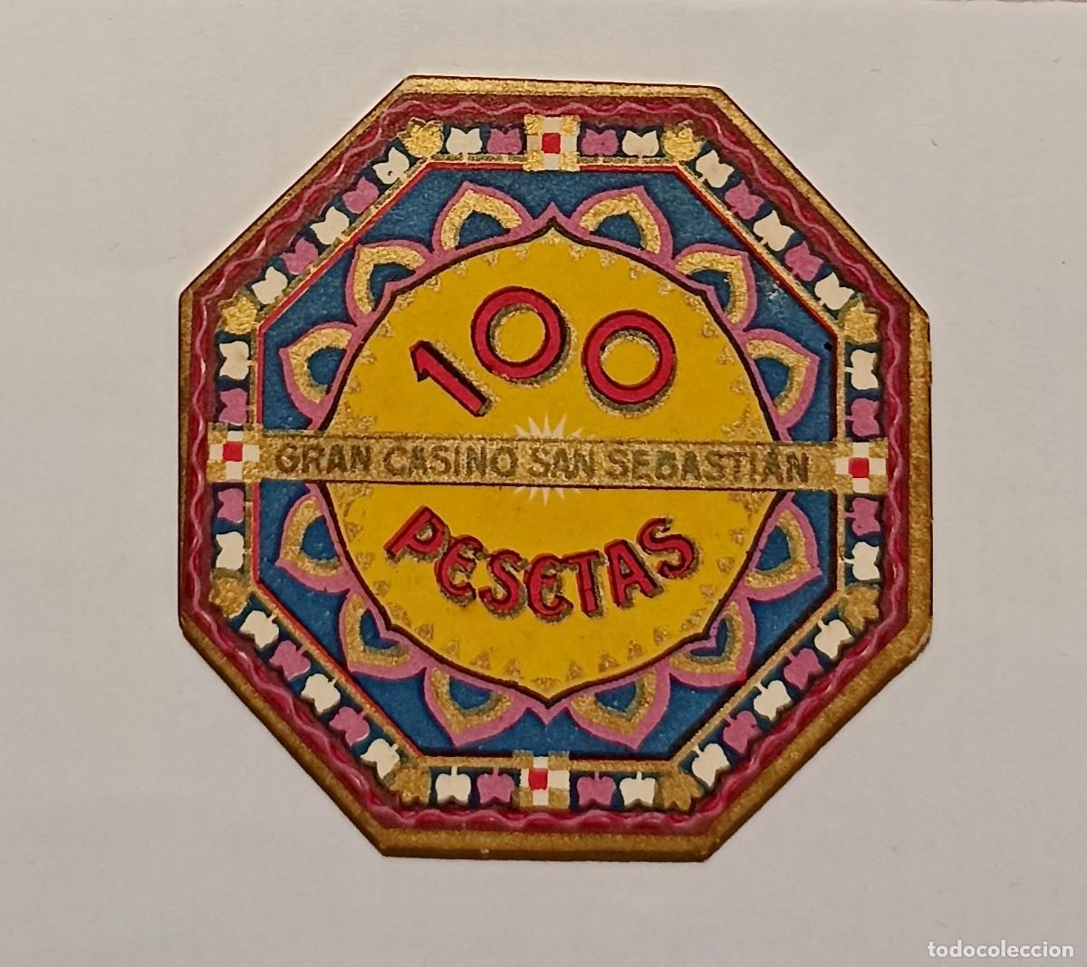 Moedas locais: FICHA 100 PESETAS AMARILLO DEL GRAN CASINO DE SAN SEBASTIAN