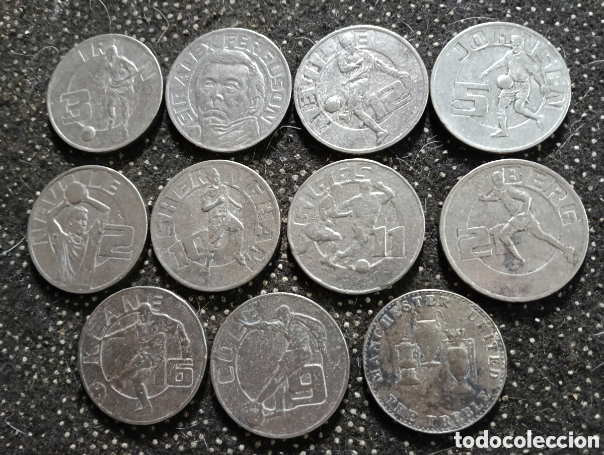 Monnaies locales: Medallas Lote de 11 tokens o Jetons del MANCHESTER UNITED todas diferentes