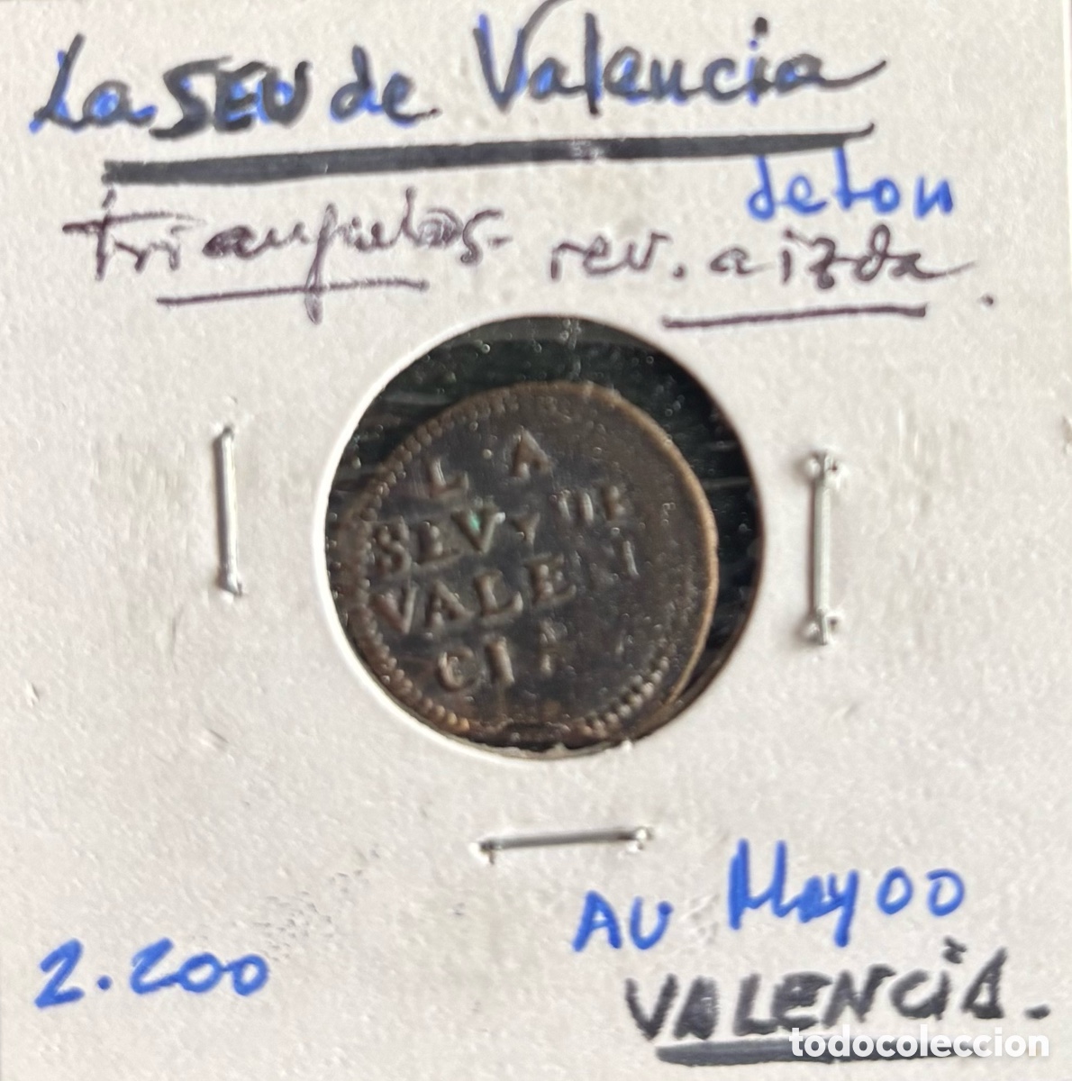 Monete locali: Ficha monetaria. La Seu de Valencia. Tri&aacute;ngulos y reverso corona a izada