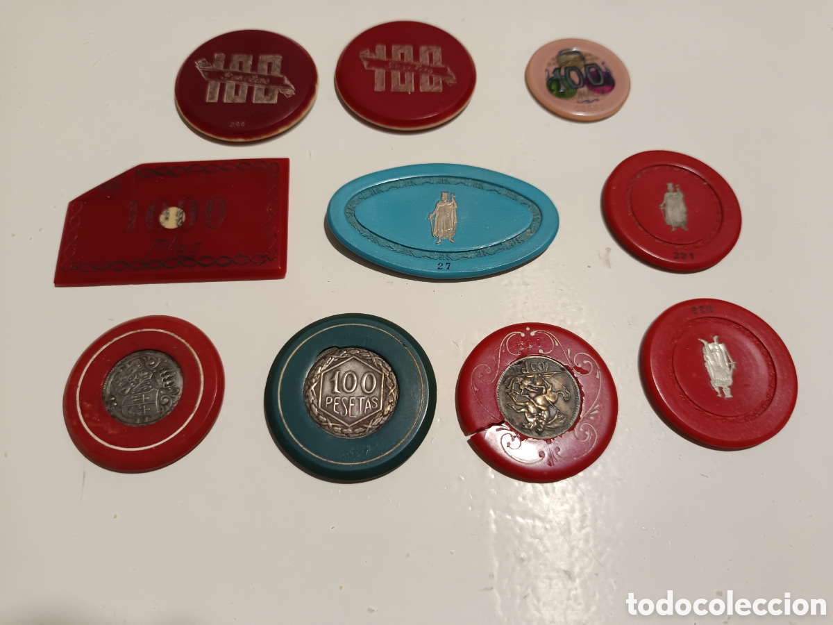 Monedas locales: Lote de fichas casino antiguas