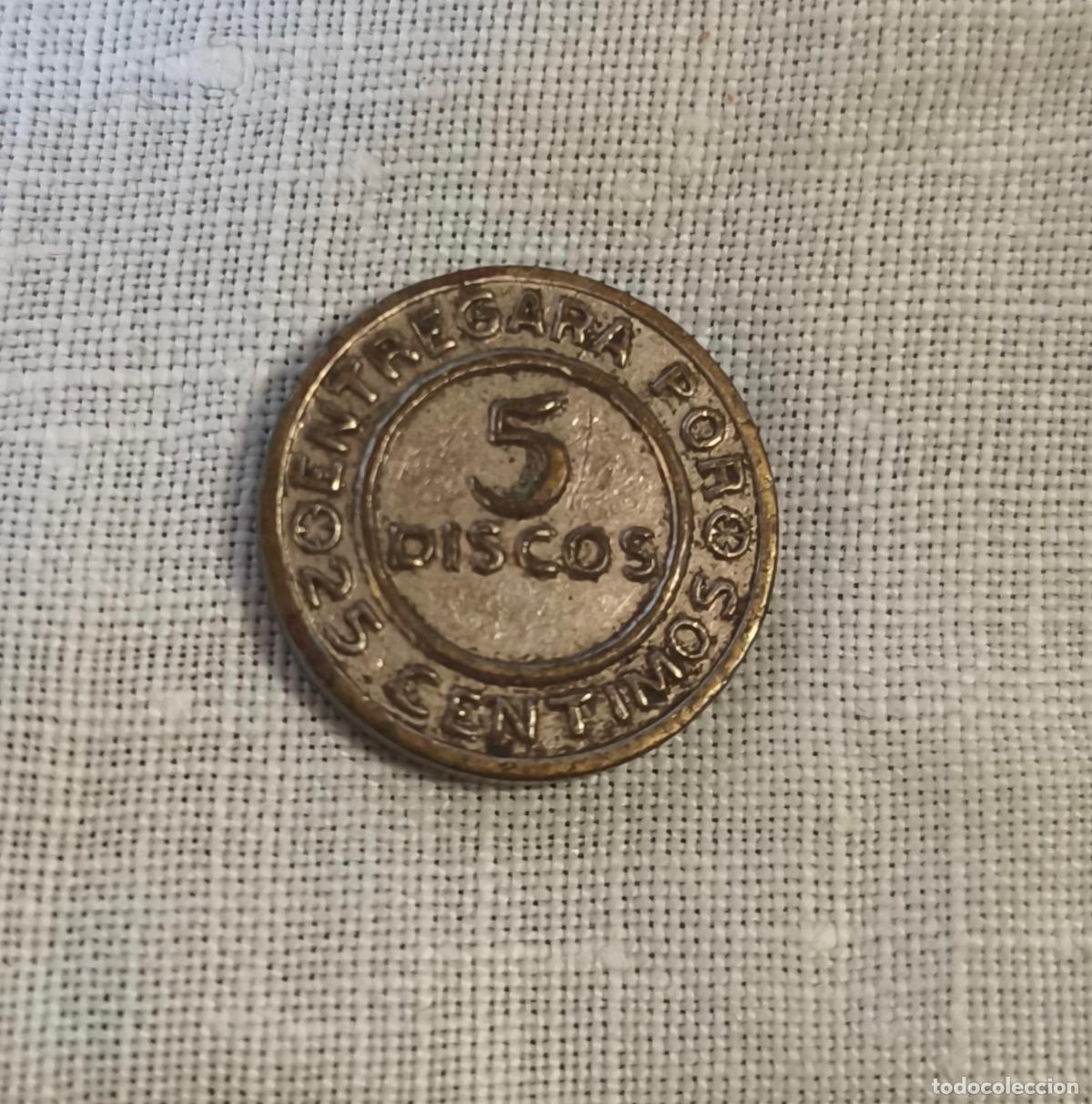 Monedas locales: 5 DISCOS TALLERES SAN CARLOS DE C&Aacute;DIZ.