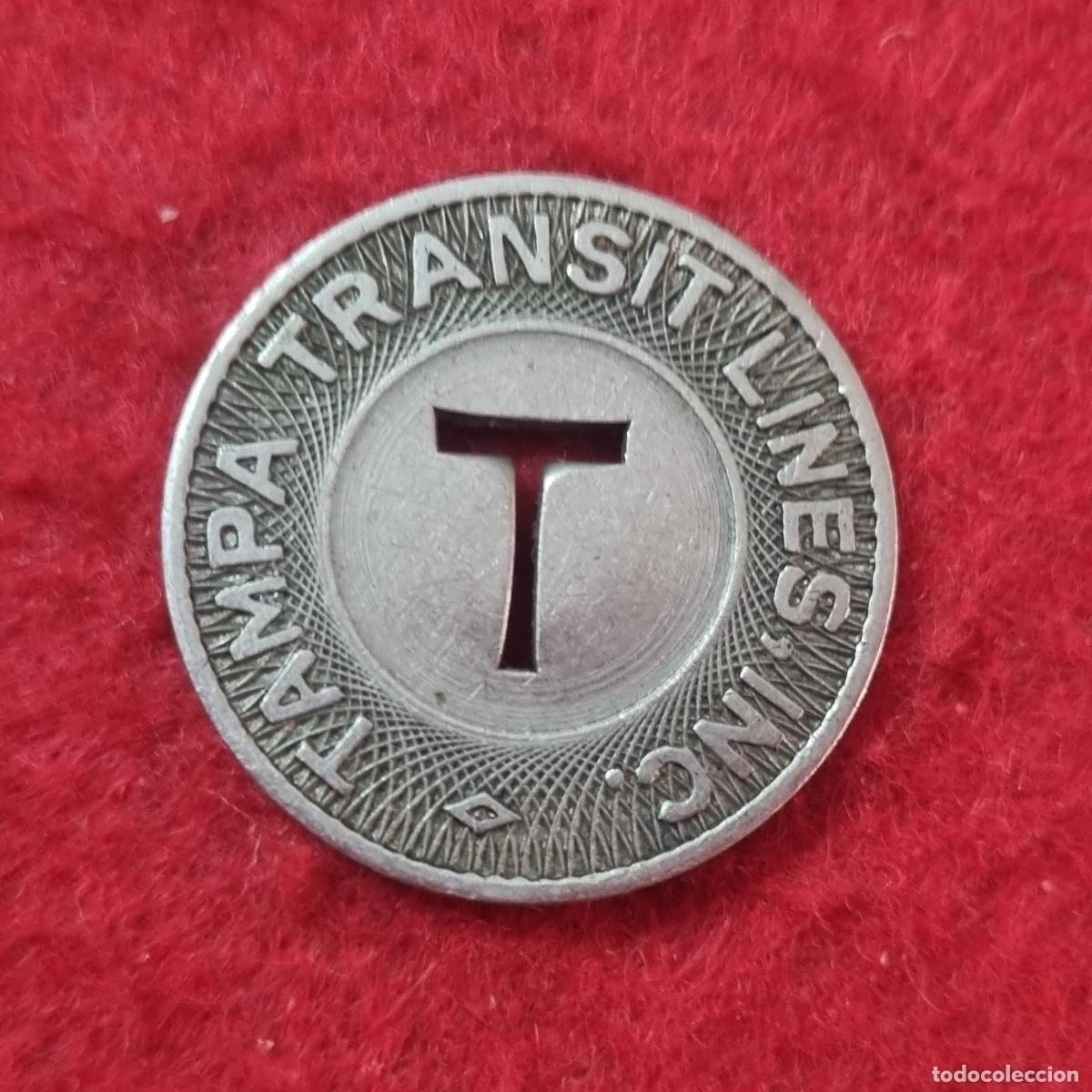 Monedas locales: FICHA TRANSPORTES TAMPA TRANSIT LINES USA 1 PASAJE CUBA ORIGINAL C41F