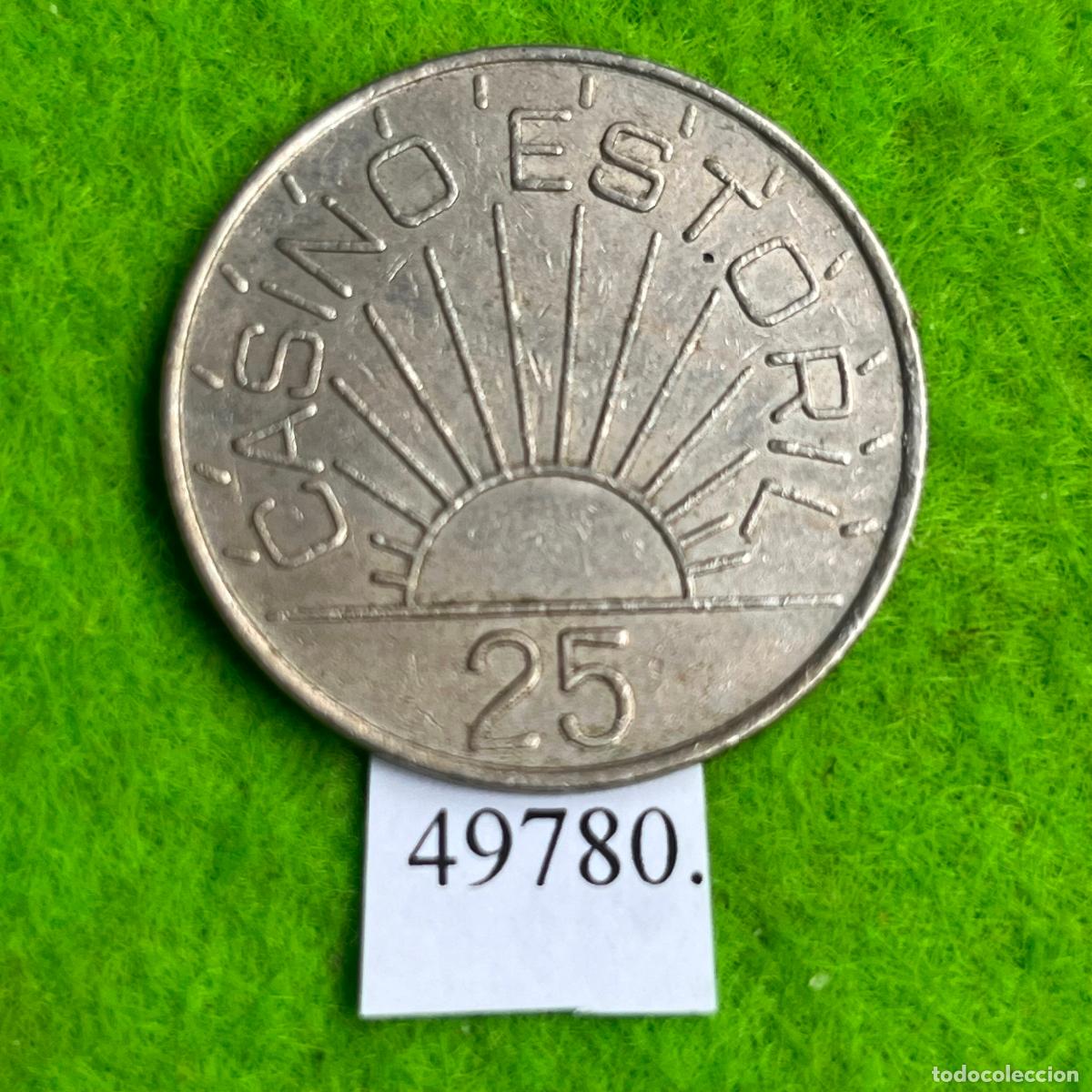 Monedas locales: ficha Portugal, 25 escudos, Casino Estoril, token, jet&oacute;n