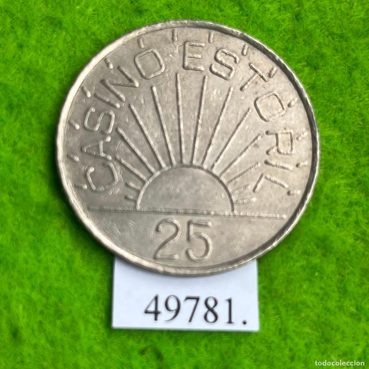 Monedas locales: ficha Portugal, 25 escudos, Casino Estoril, token, jet&oacute;n