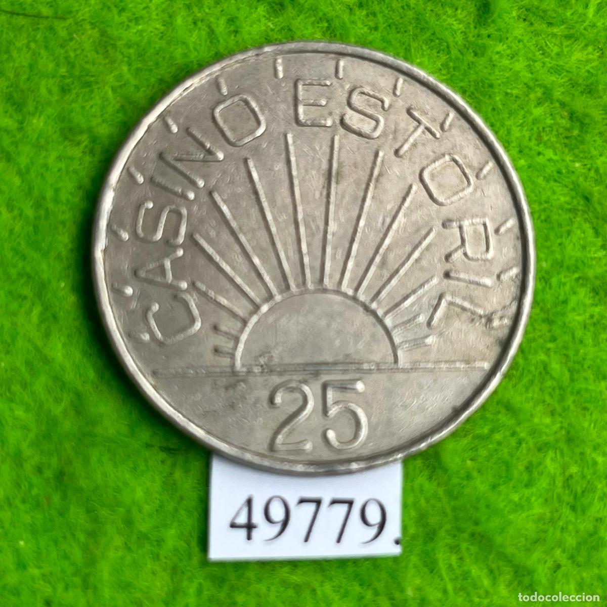 Monedas locales: ficha Portugal, 25 escudos, Casino Estoril, token, jet&oacute;n
