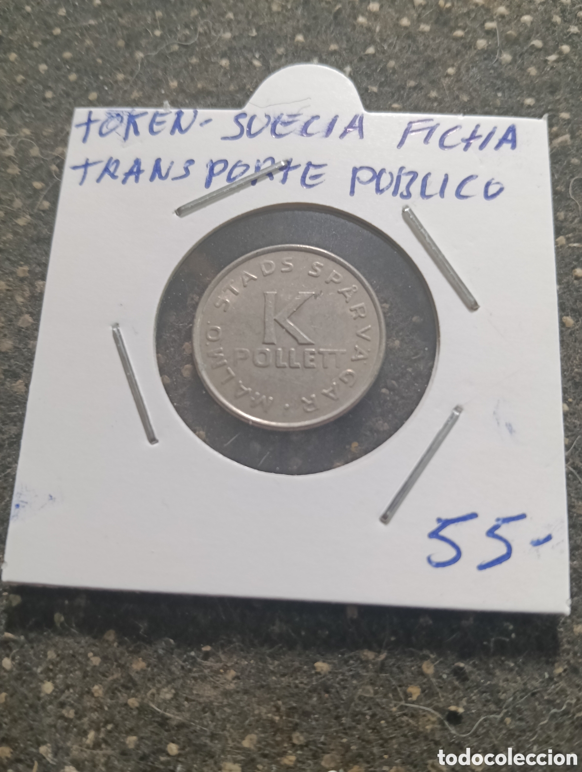 Monedas locales: Token o Jeton Suecia ficha transporte p&uacute;blico