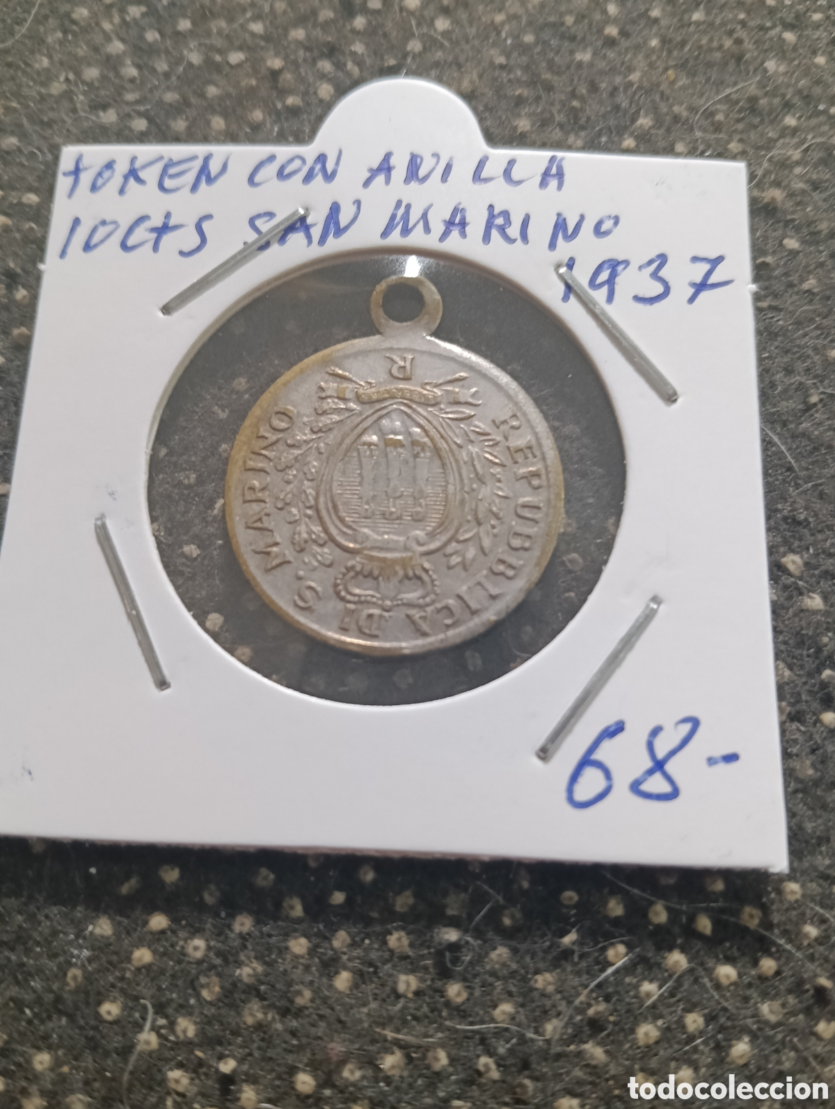 Monedas locales: Token o Jeton San Marino 10 cts 1937 con anilla R